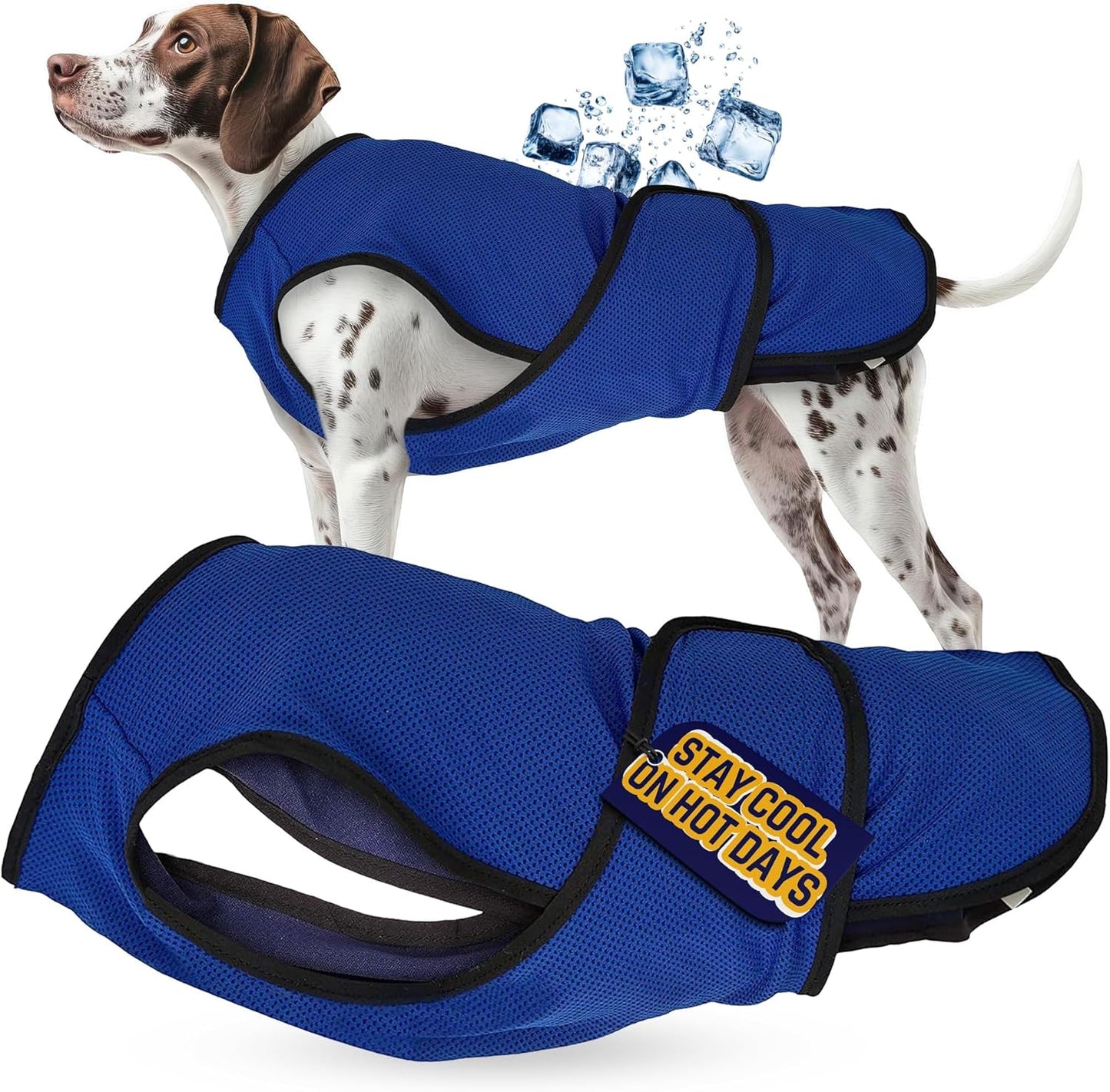 Dog Cooling Vest – Lightweight Summer Jacket for Dogs with Zip Neck & Velcro – Easy On/Off Cooling Coat for Walks, Travel & Outdoors