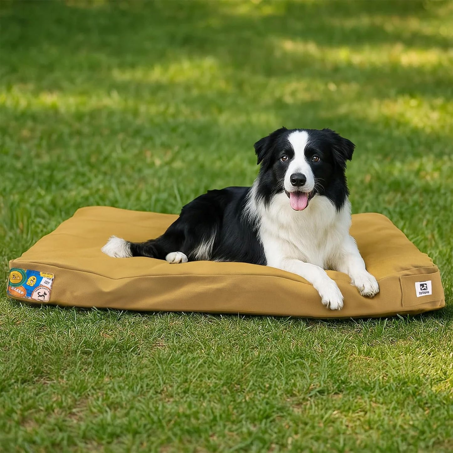 Sytopia 36-Inch Canvas Outdoor Dog Bed, Waterproof & Washable with Removable Cover, Ideal for Medium & Large Dogs, Chew-Proof Great for Indoor, Outdoor, Crate, or Patio Use (Yellow)
