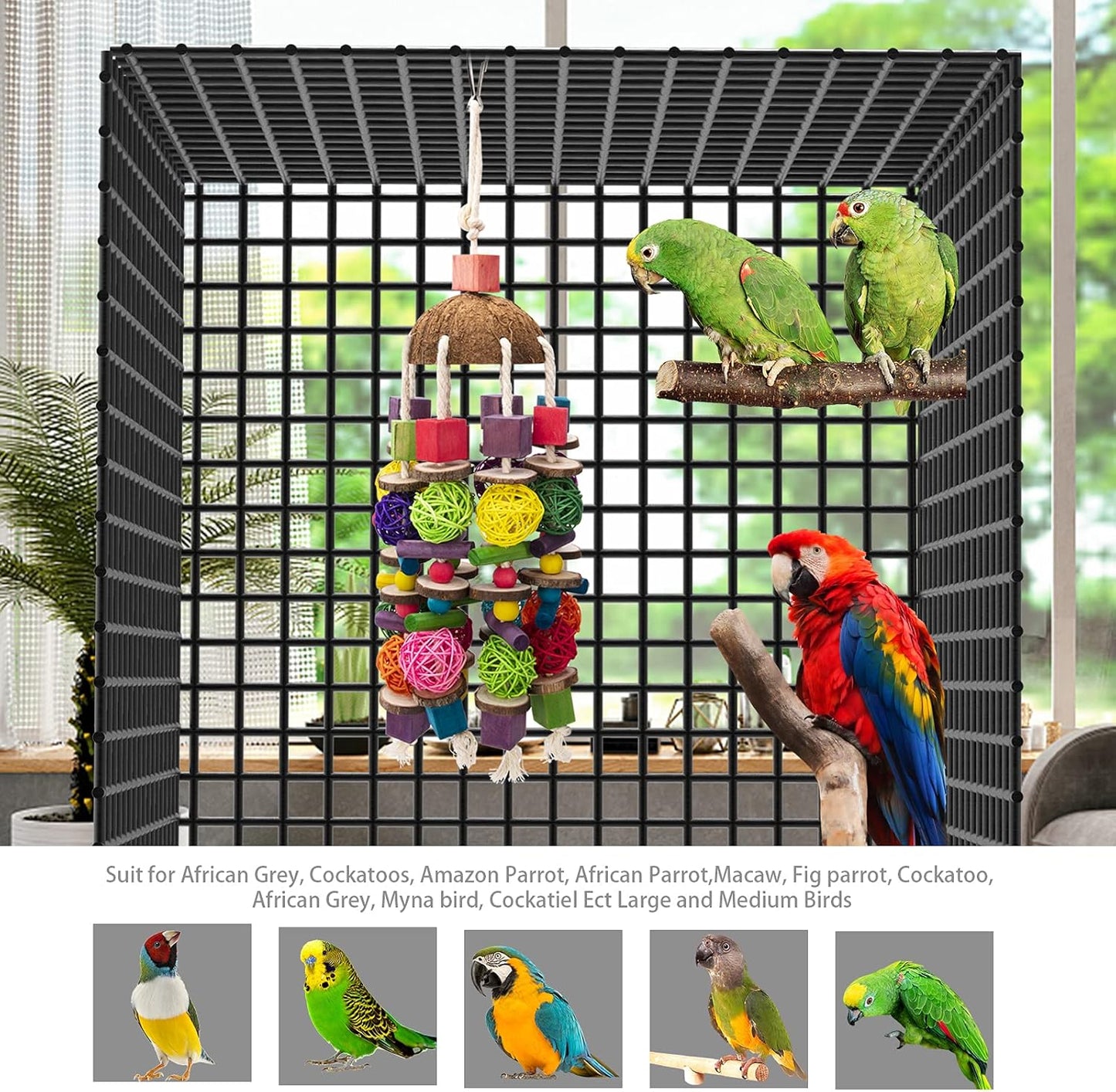 EBaokuup Large Bird Parrot Toys, Multicolored Wooden Blocks Bird Chewing Toy Parrot Cage Bite Toy for Macaws Cokatoos African Grey and Large Medium Parrot Birds