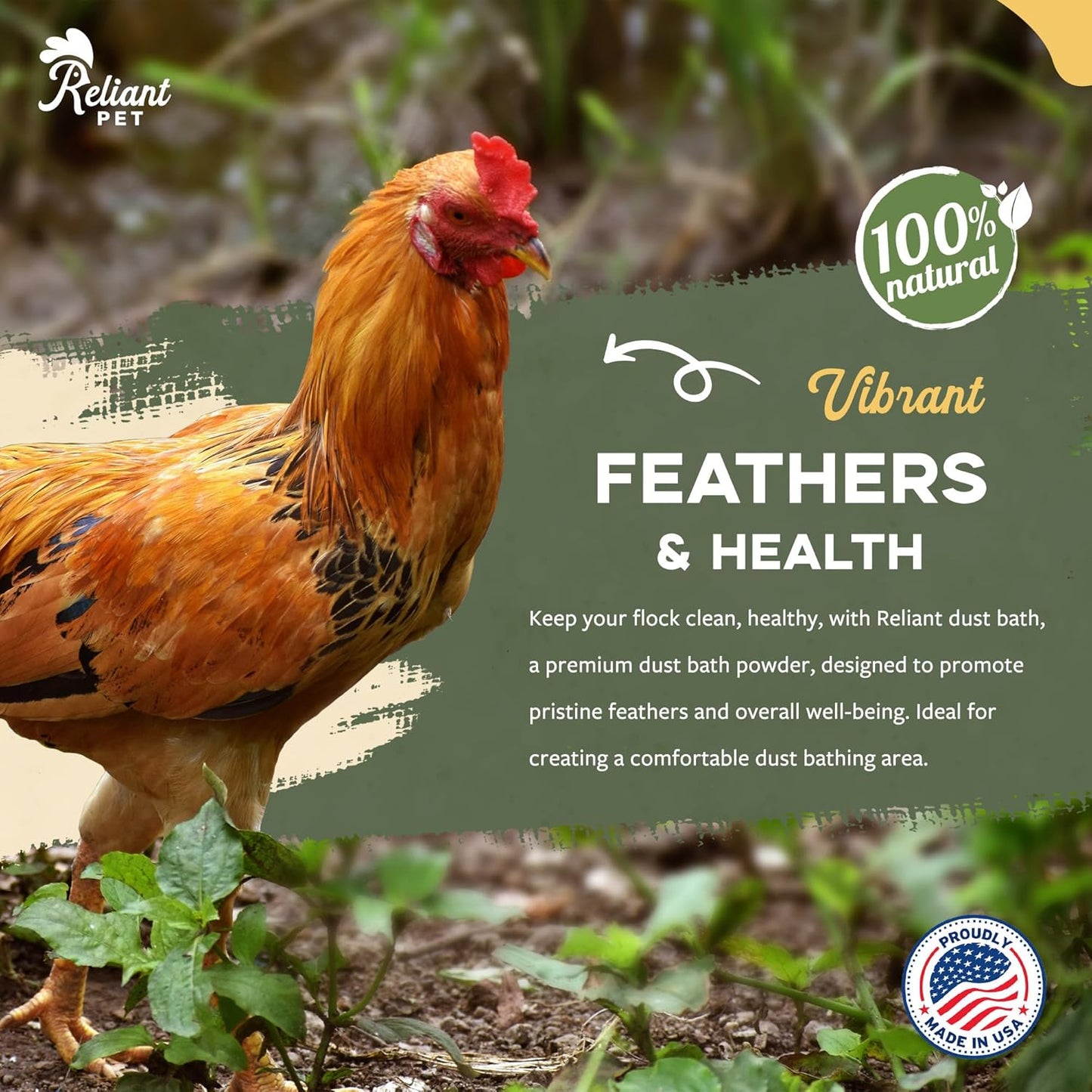 Chicken Dust Bath - 7lbs, Made in USA Natural Dust Bath for Chickens - Ideal Chicken Dust for Bath Tub Mix - Poultry Dust Powder for Chicken Coop