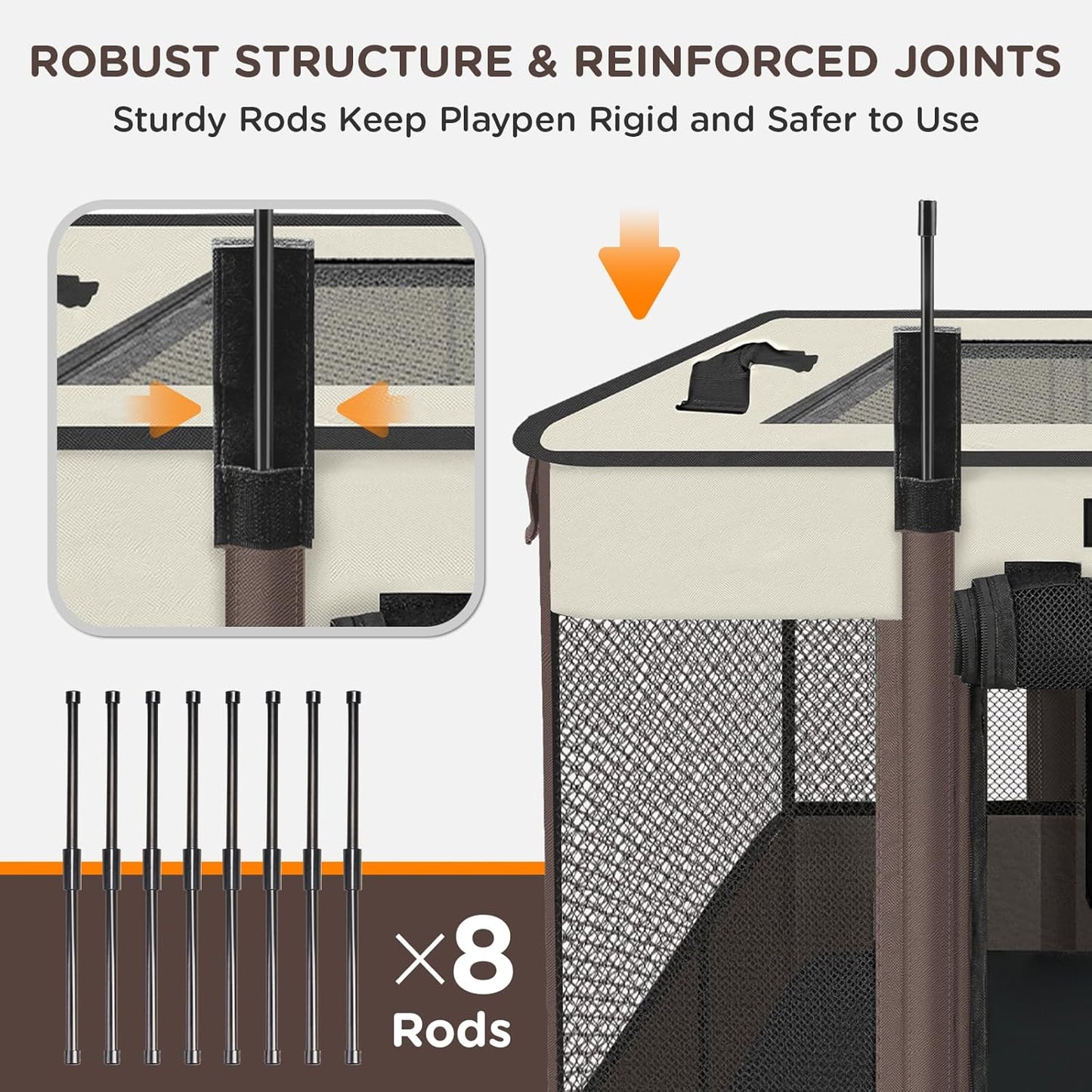 Foldable Pet Kitten Playpen, Upgrade Waterproof Portable Cat Dog Playpen Kennel Tent for Small Dog Cat, Removable Shade Cover, Come with Free Carrying Case, Indoor Outdoor Use for Small Pet, Brown