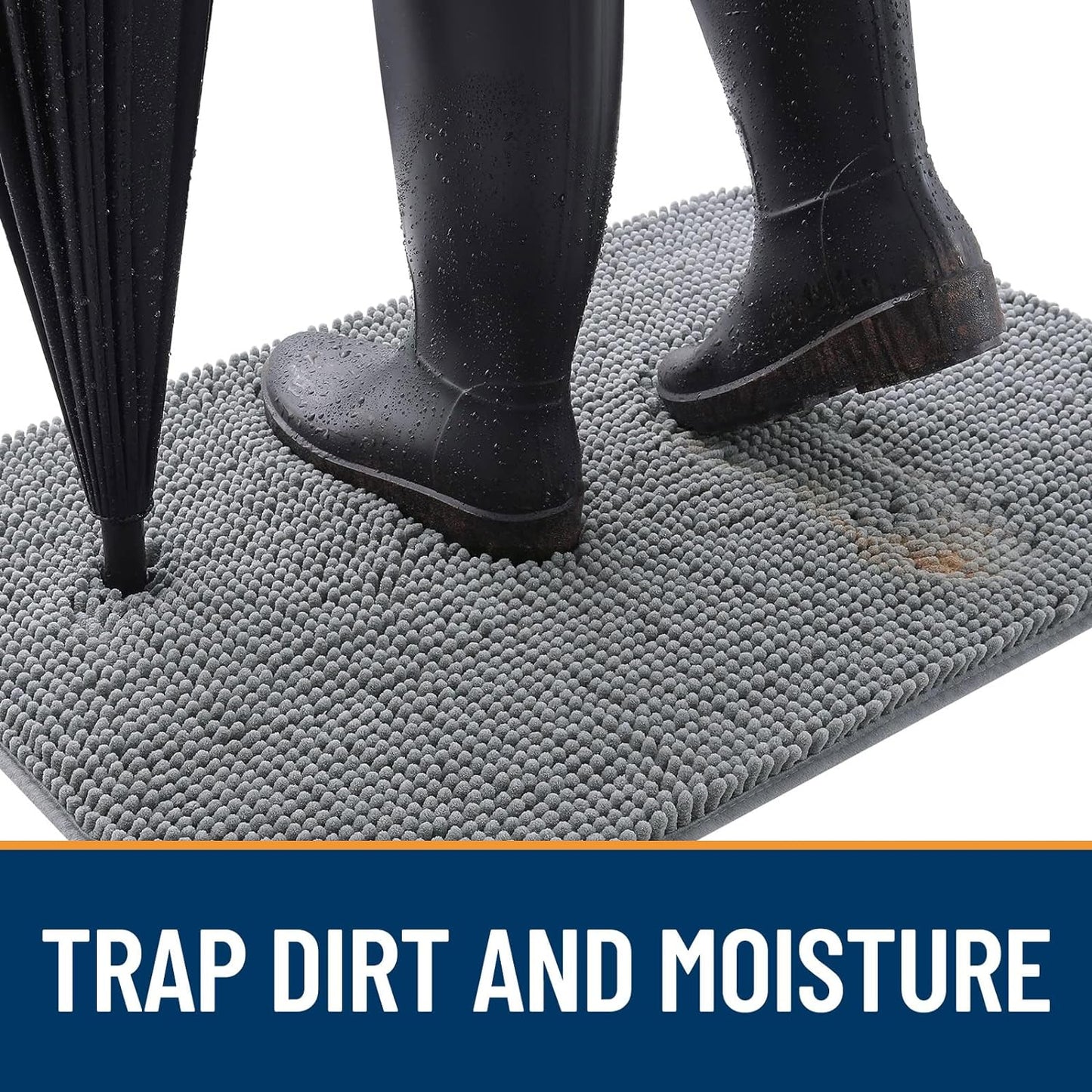 OLANLY Dog Door Mat for Muddy Paws 59x35, Absorbs Moisture and Dirt, Absorbent Non-Slip Washable Doormat, Quick Dry Chenille Mud Mat for Dogs, Entry Indoor Entryway Carpet for Inside Floor, Grey