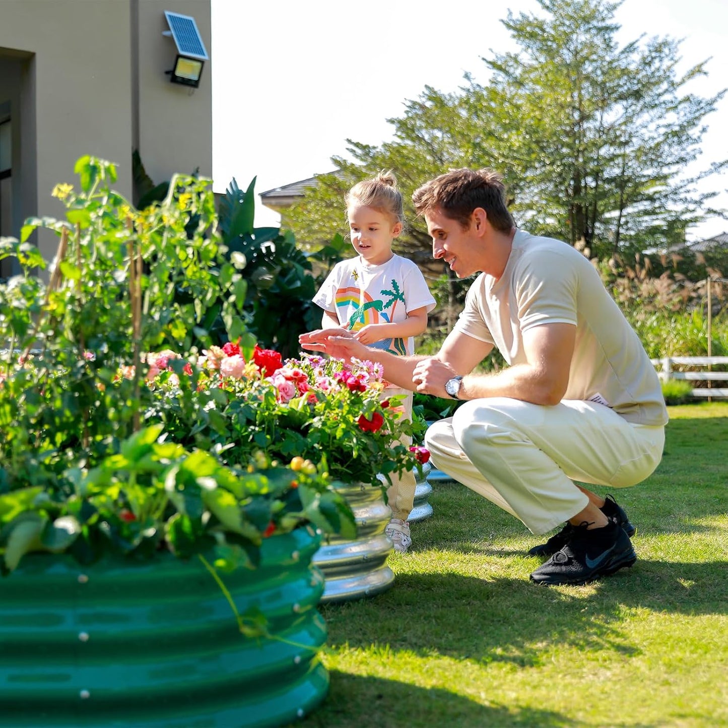 2pack 8×4×1ft Raised Garden Bed，Outdoor Galvanized Planter Boxes, Oval Large Metal Raised Garden Beds for Vegetables