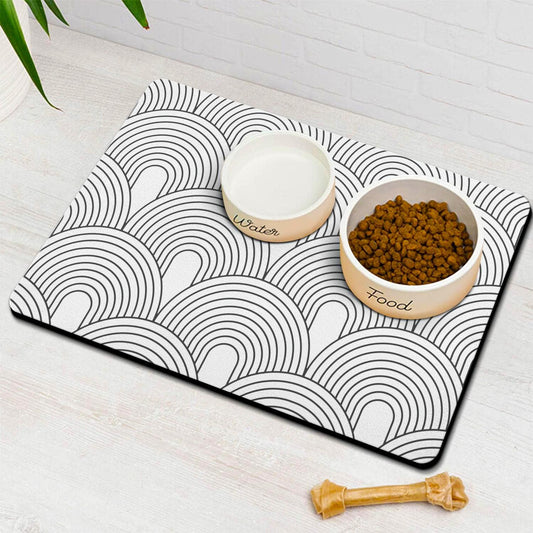 Dog Food Mats for Floors Absorbent, Pet Cat Food Mat - Quick Dry Dog Bowl Mats for Food and Water, Eco-Friendly Boho Pet Supplies 12" x 20"