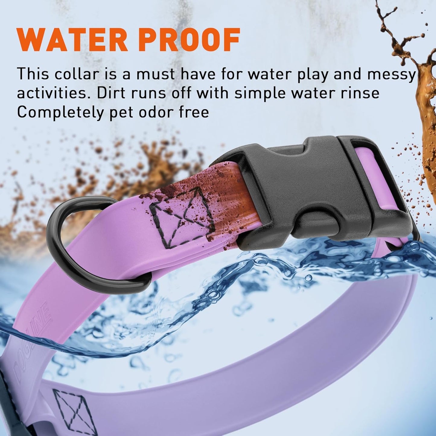 Dogline Biothane Waterproof Dog Collar with Quick Release Buckle Strong Coated Nylon Webbing with Odor- Proof for Easy Care Easy to Clean Fits Small Medium Large Dogs, Amethyst Purple 3/4" W 12-19" L