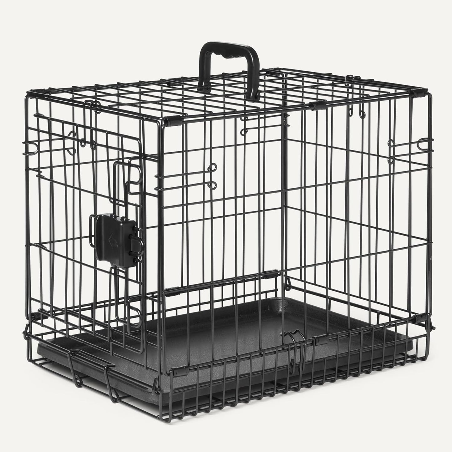 Amazon Basics Durable, Foldable Metal Wire Dog Crate with Tray, Single Door, 18 x 12.4 x 15 in, Black