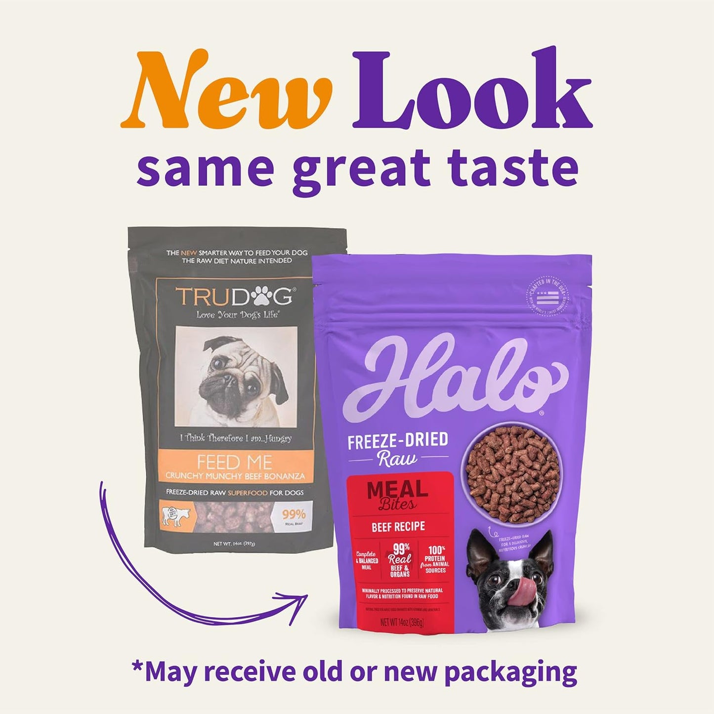 Halo Freeze Dried Raw Dog Food, Beef Recipe, 100% Protein Source, Real Meat for Natural Energy, Meal Bites, 14 Oz Bag