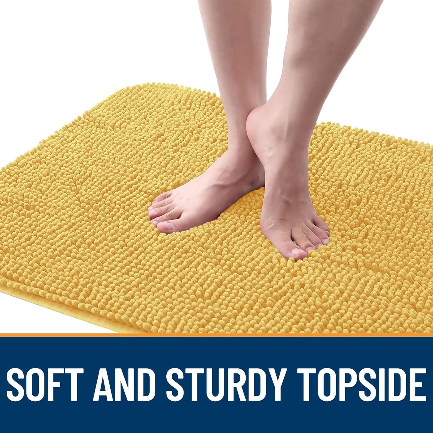 OLANLY Dog Door Mat for Muddy Paws 70x24, Absorbs Moisture and Dirt, Absorbent Non-Slip Washable Doormat, Quick Dry Chenille Mud Mat for Dogs, Entry Indoor Entryway Carpet for Inside Floor, Yellow