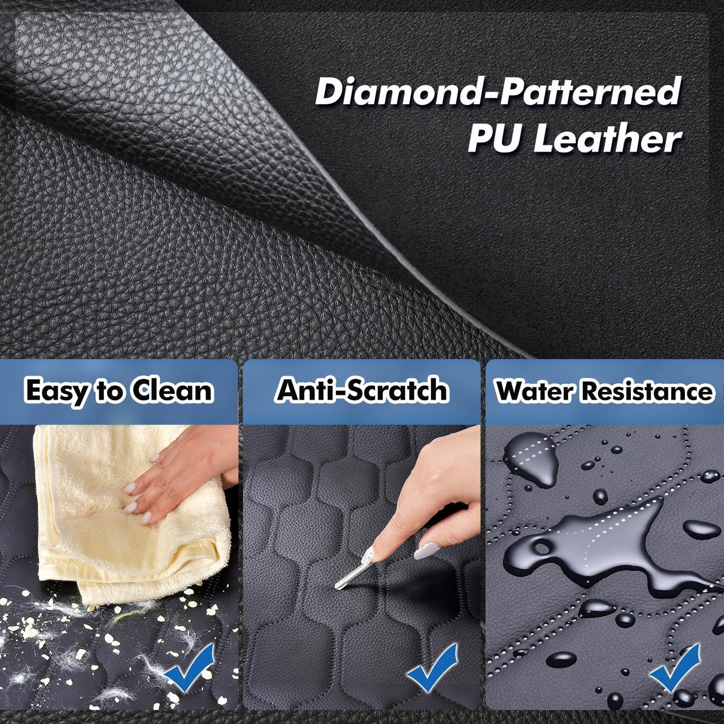 XL 3-in-1 Convertible PU Leather Dog Car Seat Extender & Booster Seat – 400lb Capacity, Waterproof, Hard Bottom, Scratch-Proof Hammock for Cars & SUVs