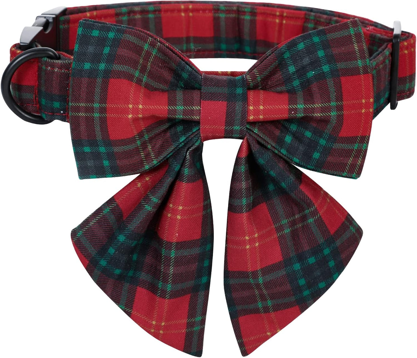 Lionet Paws Christmas Dog Collar with Sailor Bow, Bowtie for Dogs, Adjustable Comfortable Dog Collar Girl, XL, Neck 16-26 in