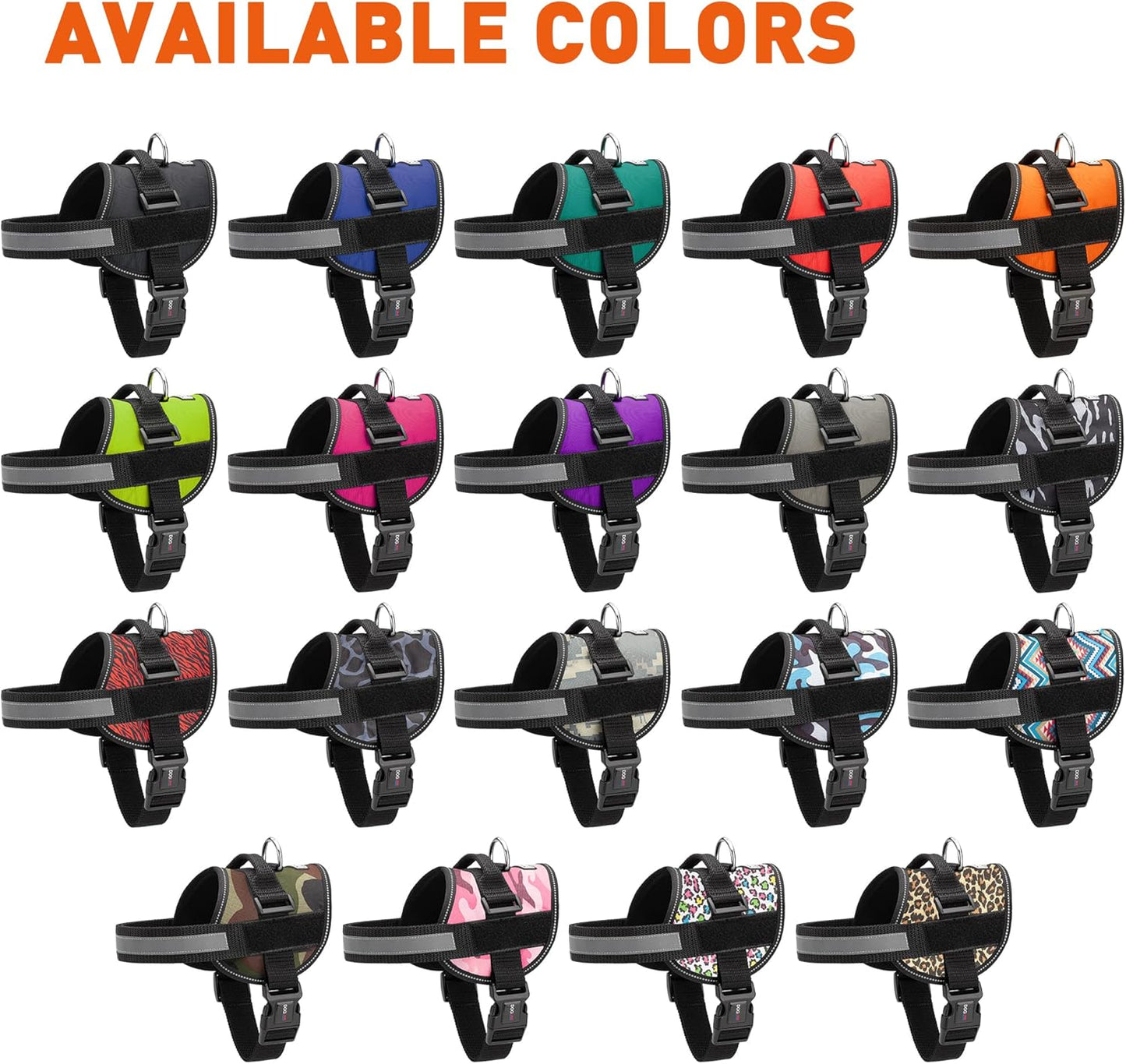 Dogline Dog Harness, Reflective No-Pull Adjustable Vest with Handle for Walking, Training, Breathable, No - Choke Harness for Small, Medium or Large Dogs Room for Patches Leopard Rainbow M 22"-28"