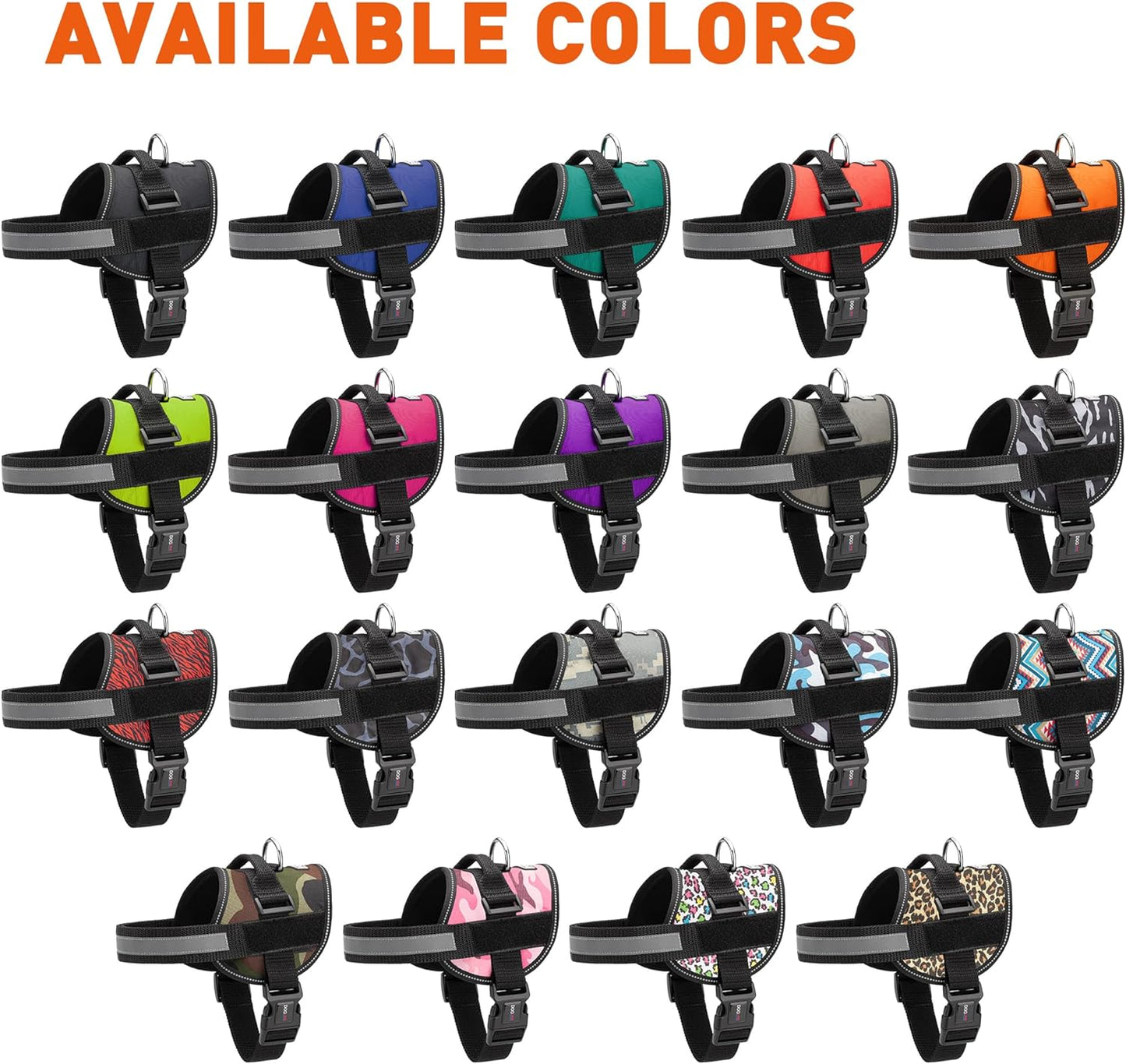 Dogline Dog Harness, Reflective No-Pull Adjustable Vest with Handle, Breathable No-Choke Harness for Small, Medium or Large Dogs Room for Patches Girth 33"-46" in Black