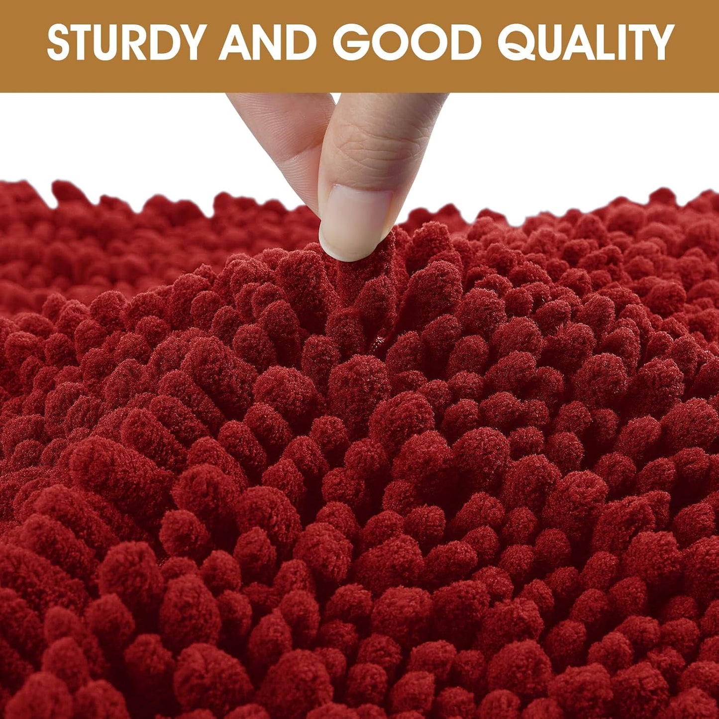 Dog Door Mats for Muddy Paws, Chenille Absorbent Dog Mats, Non Slip Heavy Mud Mat for Dogs, Soft Pet Mat for Entryway, Mud Paws, Inside Floor,48" x 38", Red