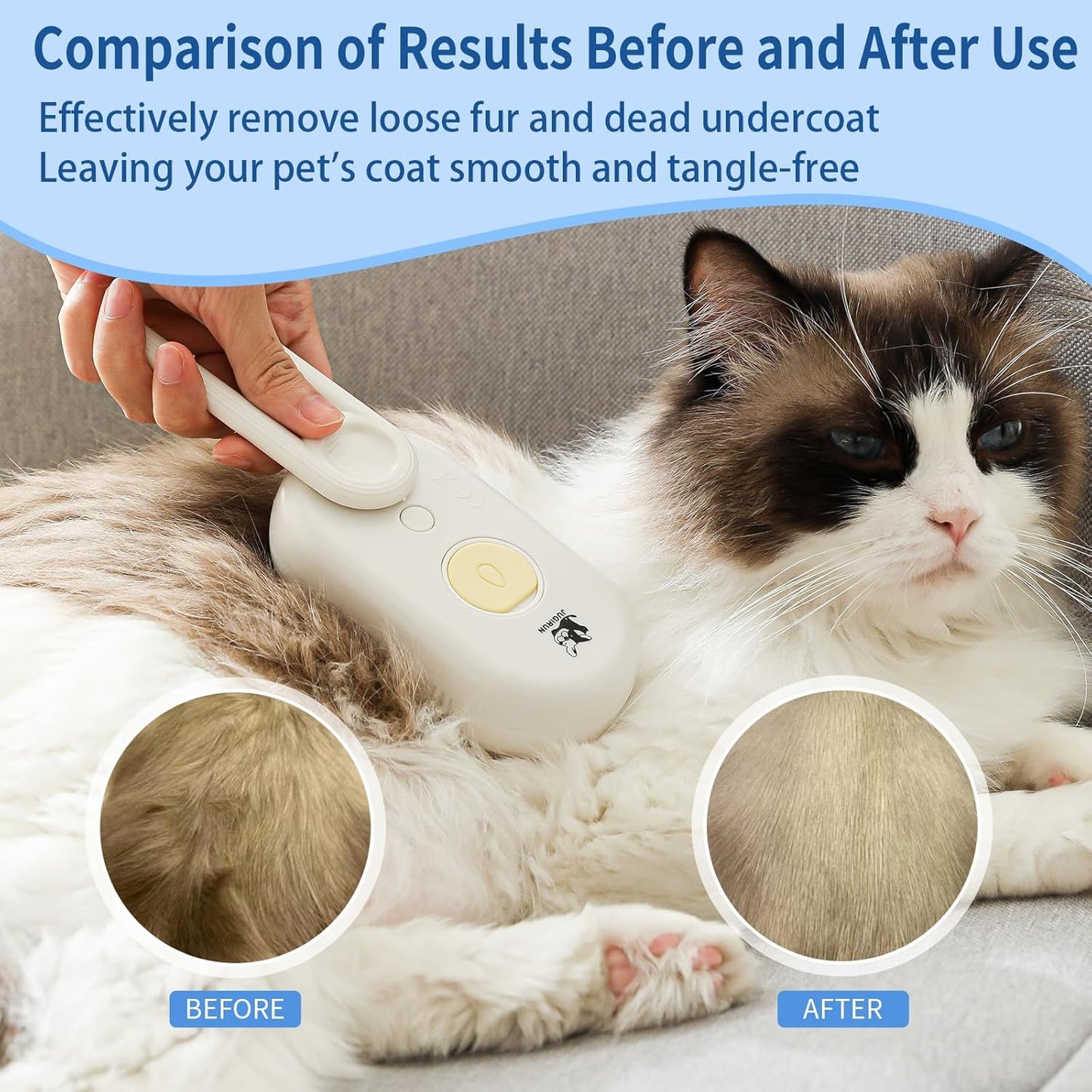 Cat Steam Brush for Shedding,4 in 1 Grooming Brush for Cats and Dogs,Deshedding,Massage,Cleaning & Anti-Static All In One,Suitable for Long & Short Haired Pets,Includes Waterless Shampoo,Yelow