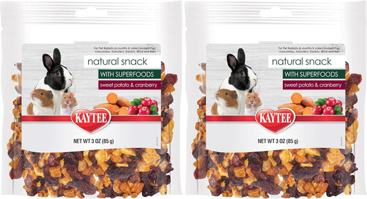 Kaytee Natural Snack with Superfoods for Pet Guinea Pigs, Rabbits, Hamsters, and Other Small Animals, Sweet Potato & Cranberry, 3 Ounces (Pack of 2)