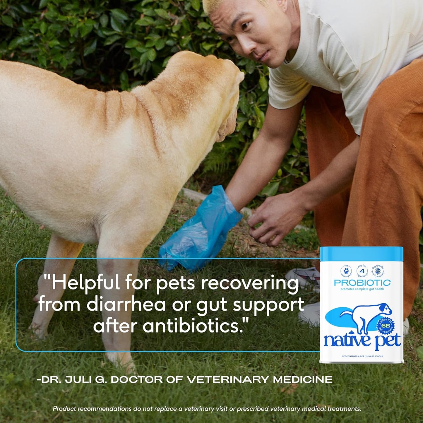 Native Pet Probiotics for Dogs - Dog Probiotics Powder for Digestive Health, Gut Support, & Immune Boost – Vet-Formulated Powder for Maximum Potency with Digestive Enzymes & Prebiotics - 240 Scoops