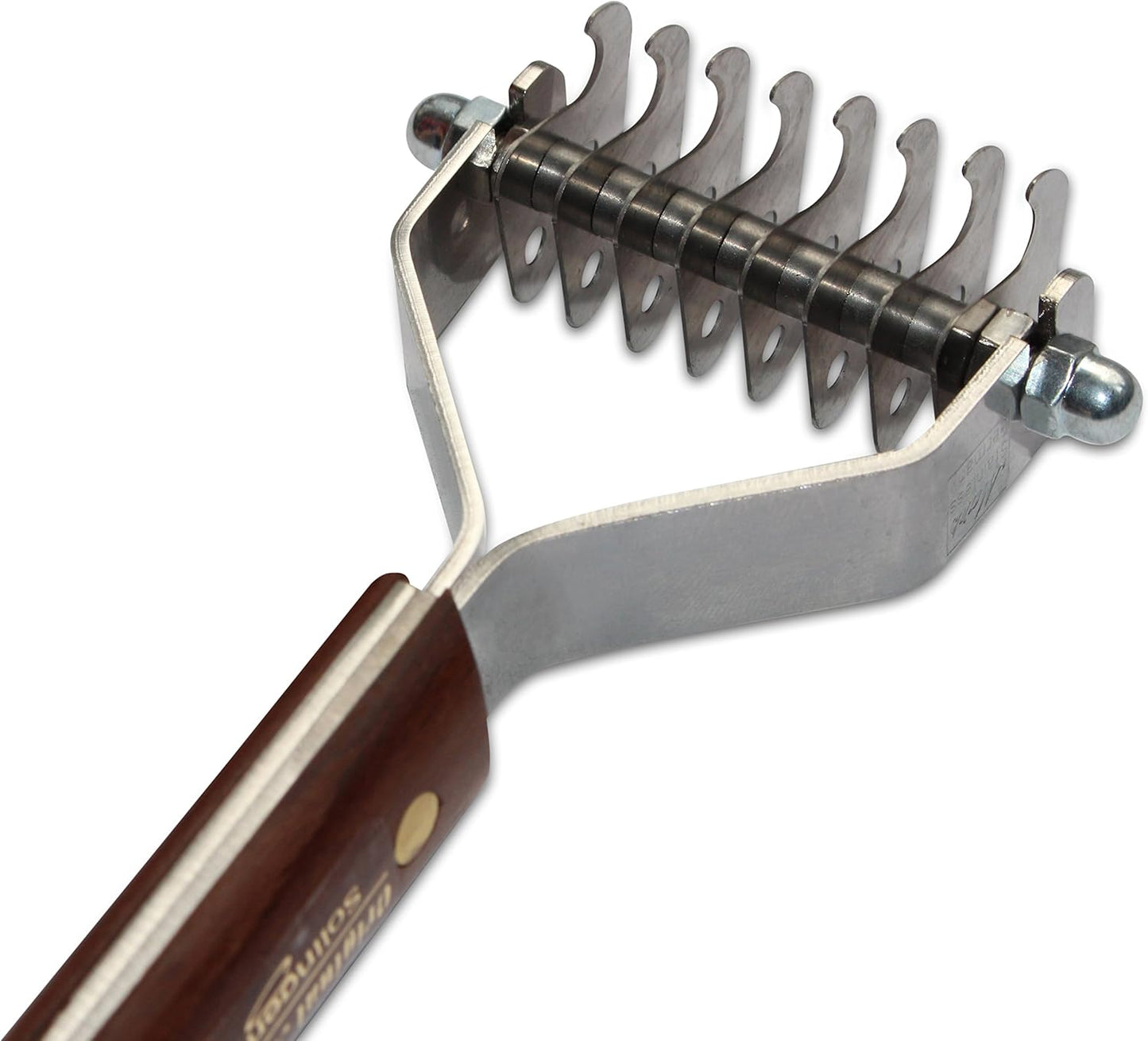 Mars Coat King Dematting Undercoat Grooming Rake Stripper Tool for Dogs and Cats, Stainless Steel with Wooden Handle for Thick Coats, 8-Blade Stripper for Groomers, Pet Owners