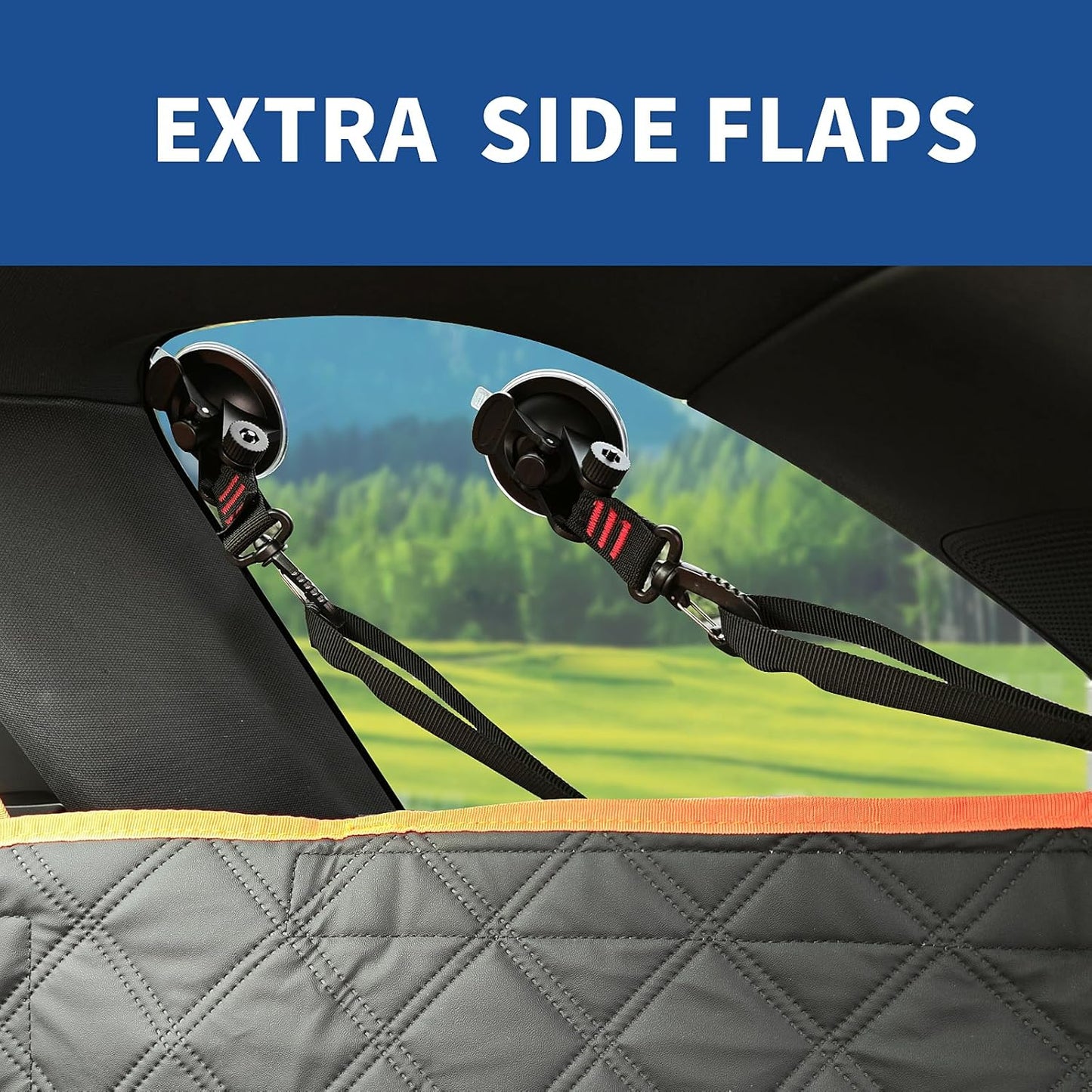 SUV Cargo Liner for Dogs, PU Leather Waterproof Pet Trunk Cargo Cover Dog Seat Mat for SUVs Sedans Vans with Bumper Flap Protector, Non-Slip, Large Size Universal Fit, Black