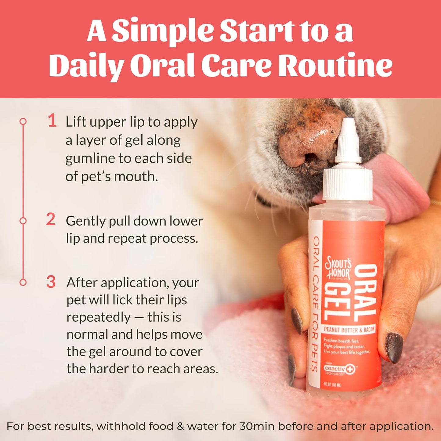 SKOUT'S HONOR Peanut Butter & Bacon Oral Gel - Fights Plaque and Tartar, Freshens Breath Fast, No Brushing Required, 4 oz, 2-Pack