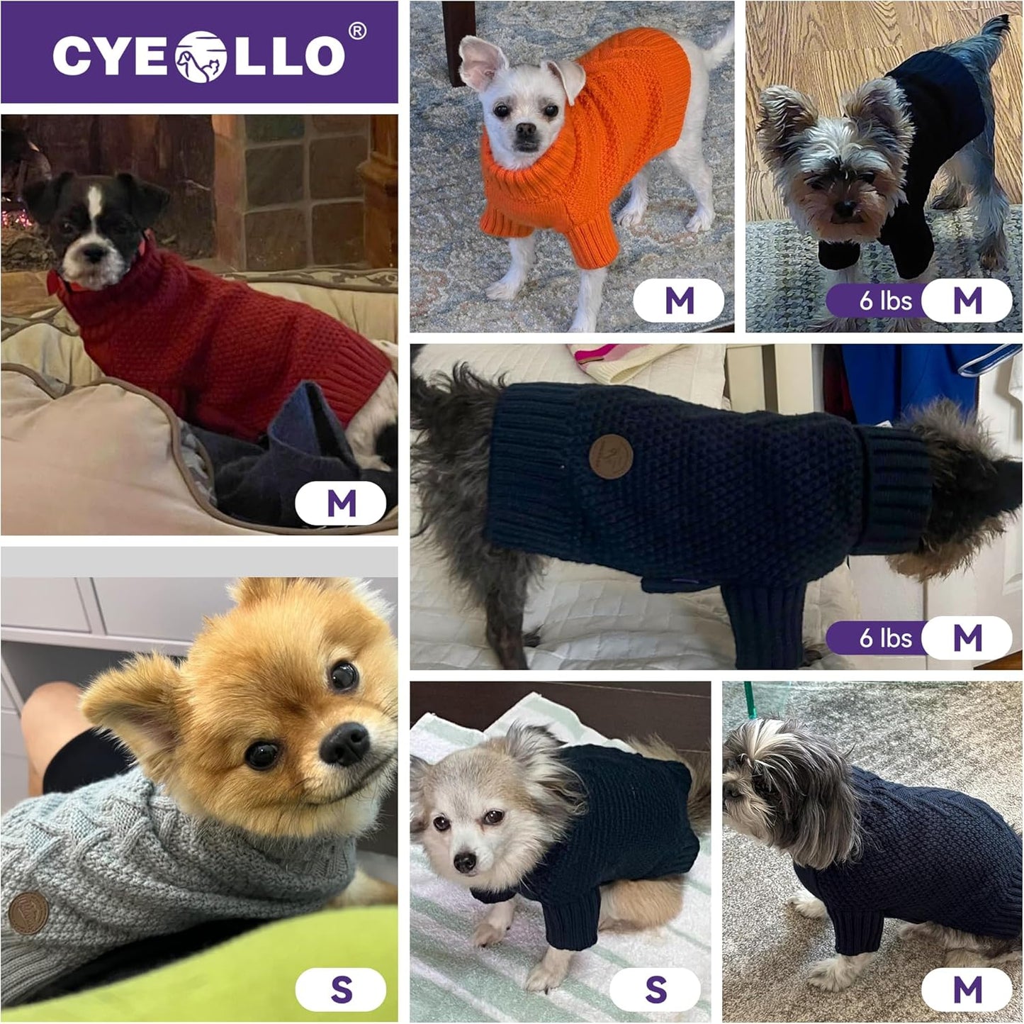 cyeollo Small Dog Sweater, Warm Turtleneck Sweaters for Small Dogs Boy, Knit Doggy Sweatshirt with Sleeves Fall Winter Pullover Cold Weather Dog Clothes for Indoor & Outdoor Wear, Navy S