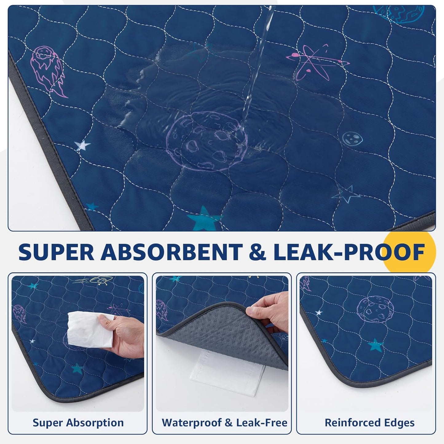 LOOBANI Washable Pee Pads for Dogs: Extra Large Dog Pee Mat Waterproof 65" x 48", Reusable Pet Whelping Pads, Absorbent and Non-Slip Dog Training Mats for Playpen, Floor, Sofa Protection, Cage, Blue