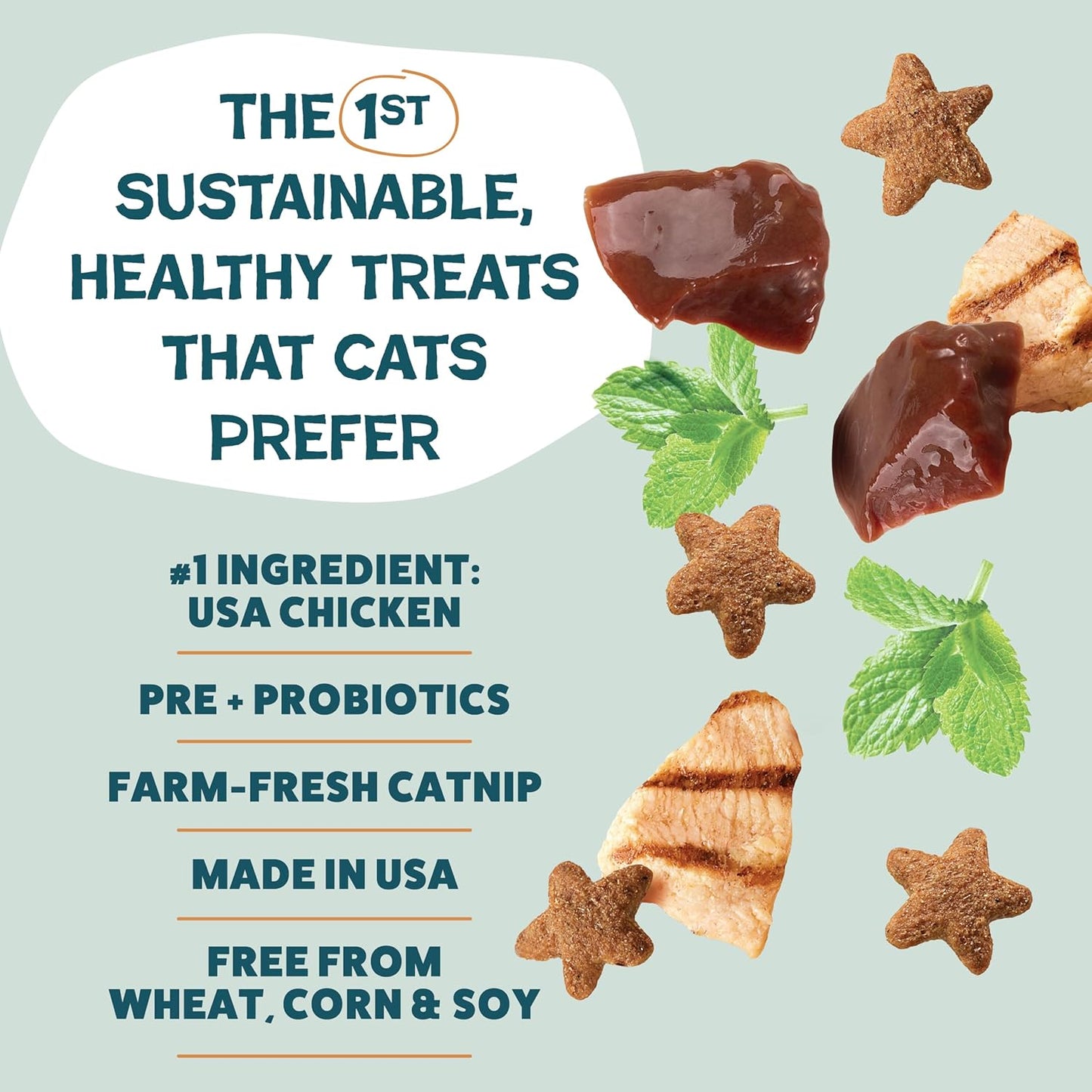 Shameless Pets Crunchy Cat Treats - Catnip Treats for Cats with Digestive Support, Kitten Treats with Real Ingredients, Natural & Healthy Flavored Feline Snacks - Catnip N Chill Chicken Liver, 1-pk