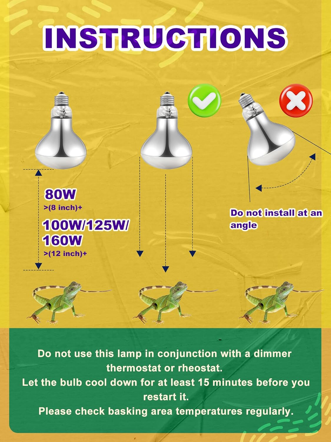 Heat Lamp Bulb, 100 Watt Pack of 2 Full Spectrum UVA UVB Reptile Heat Bulb, Basking Spot Light, Simulate Natural Sun Light for Reptile and Amphibian (Pack of 2)