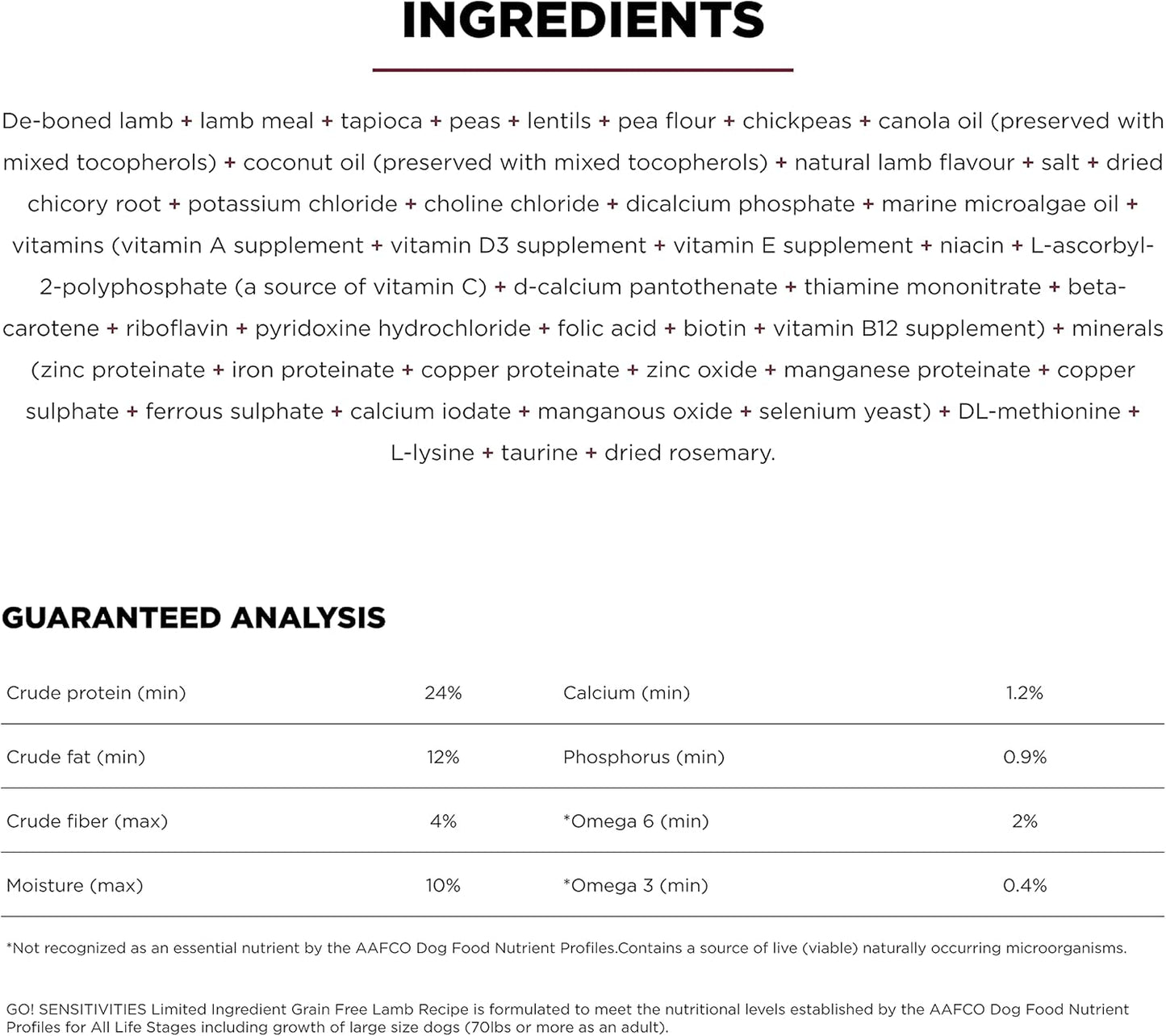Go! Solutions Sensitivities Limited Ingredients, Grain-Free Dry Dog Food, Lamb Recipe for Sensitive Stomach, 12 lb Bag