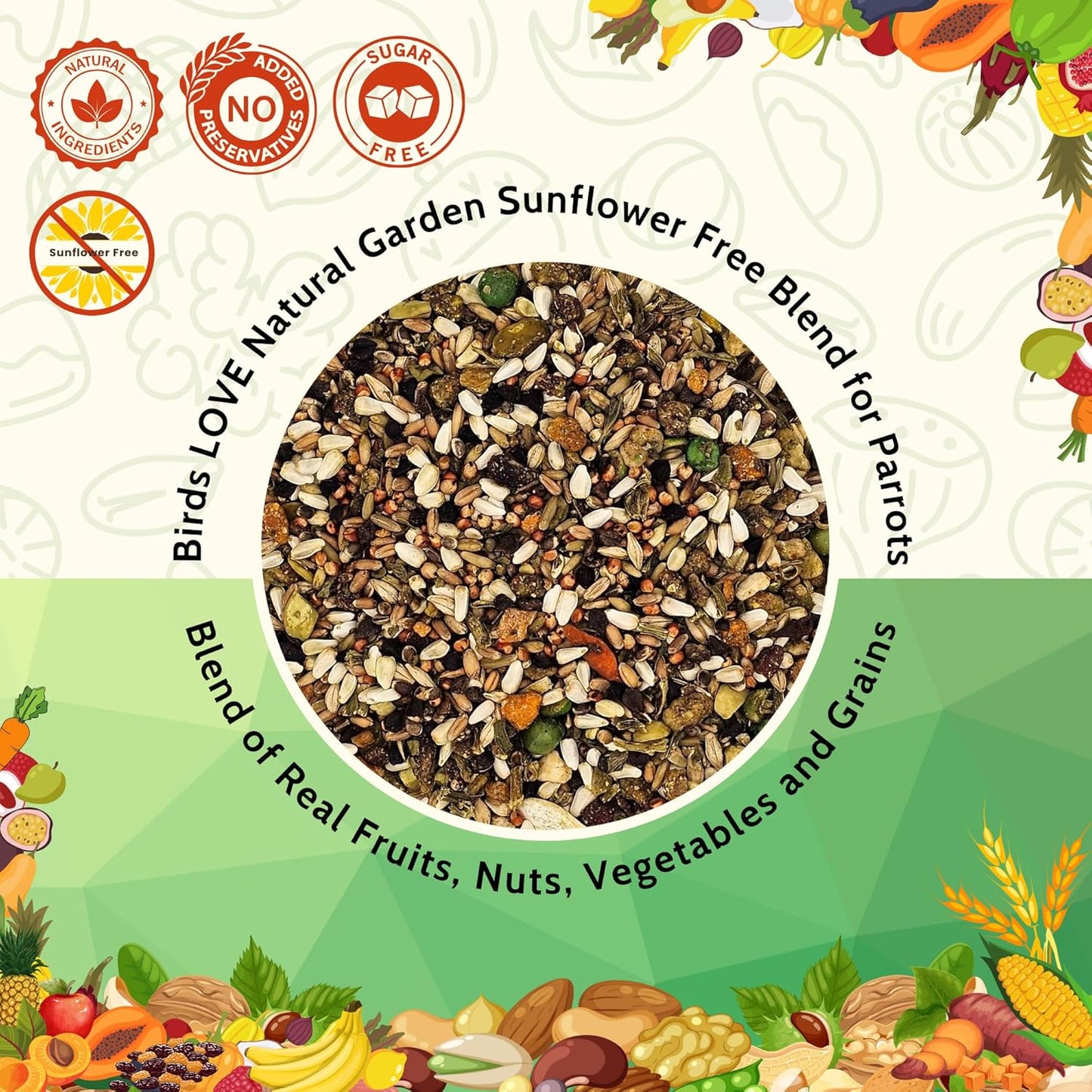 Birds LOVE All Natural Garden Blend Bird Food for Conures - Sunflower Free 2lb