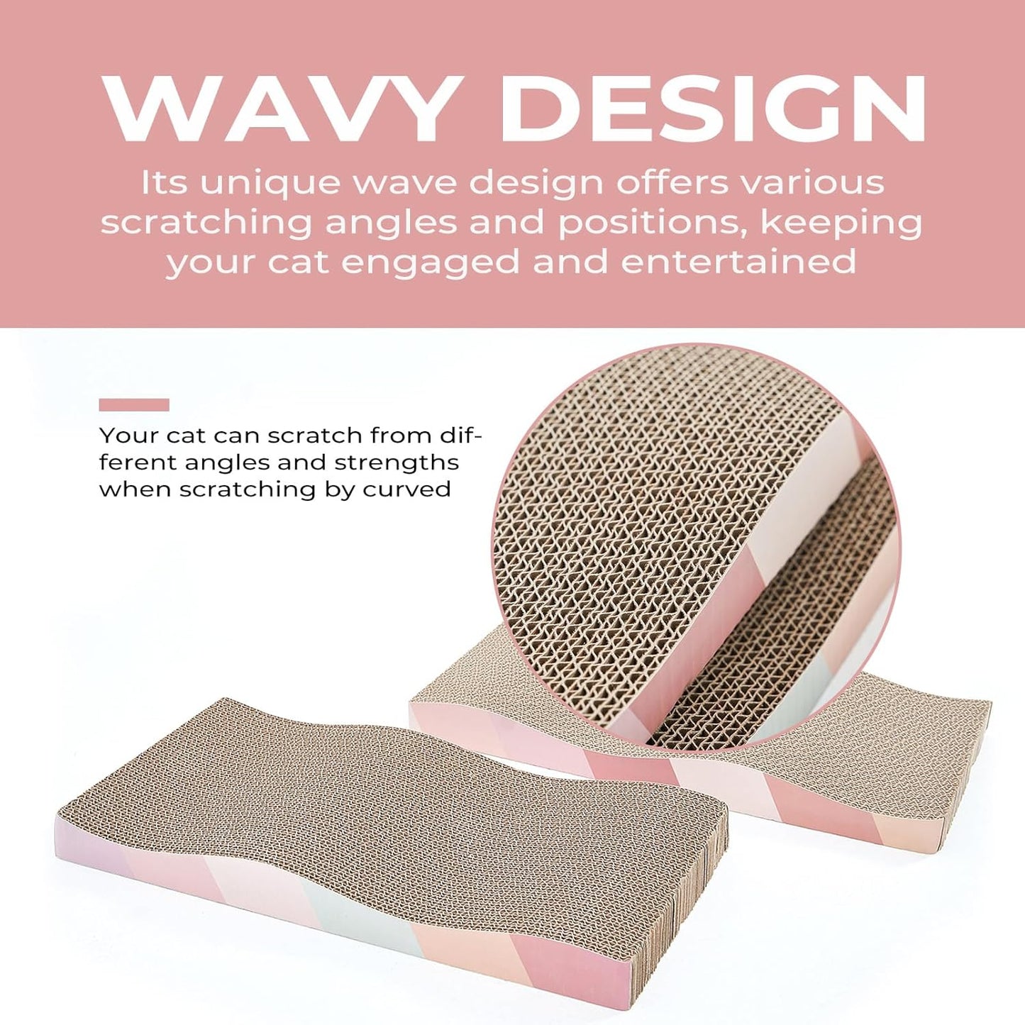 Cat Scratching Board cat Scratcher Cat Scratch Pad Cardboard cat scratchers for Indoor Cats Reversible Large Wide Corrugated with Catnip(2pcs)