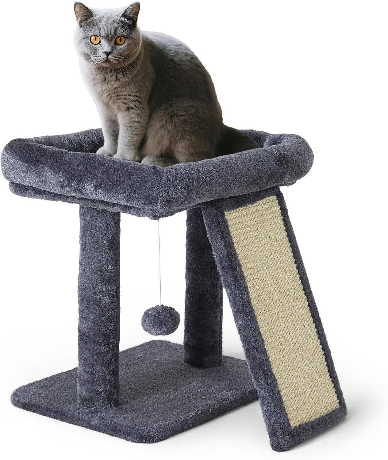 17.7-inch Small Cat Tree Tower with Scratching Post for Indoor Cats,Grey