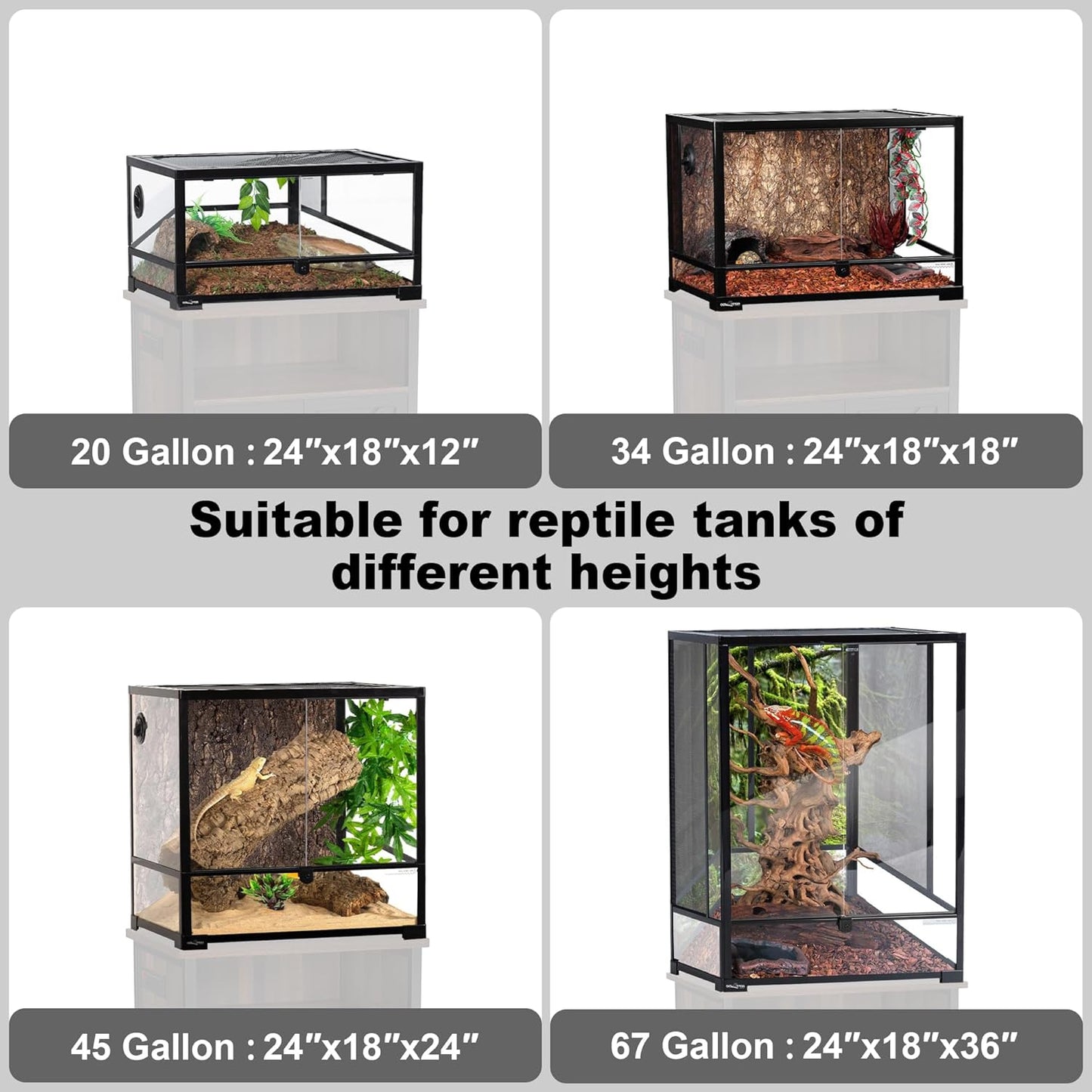 GDLF Terrarium Stand Reptile Tank Stand with Accessories Storage and Power Outlets for 24”Wx18”D Reptile Terrarium