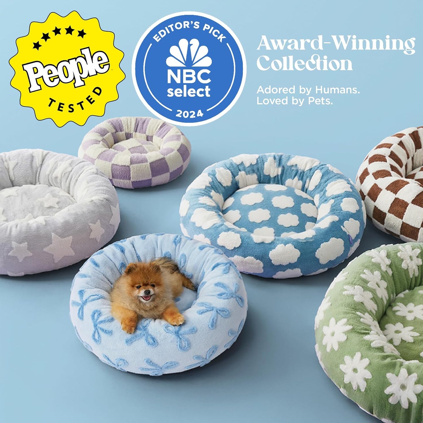 LE SURE Donut Medium Dog Bed - Round Cat Beds for Indoor Cats Calming Pet Beds, Cute Modern Beds with Jacquard Shaggy Plush & Anti Slip Bottom, 30 Inch, Ice Melt