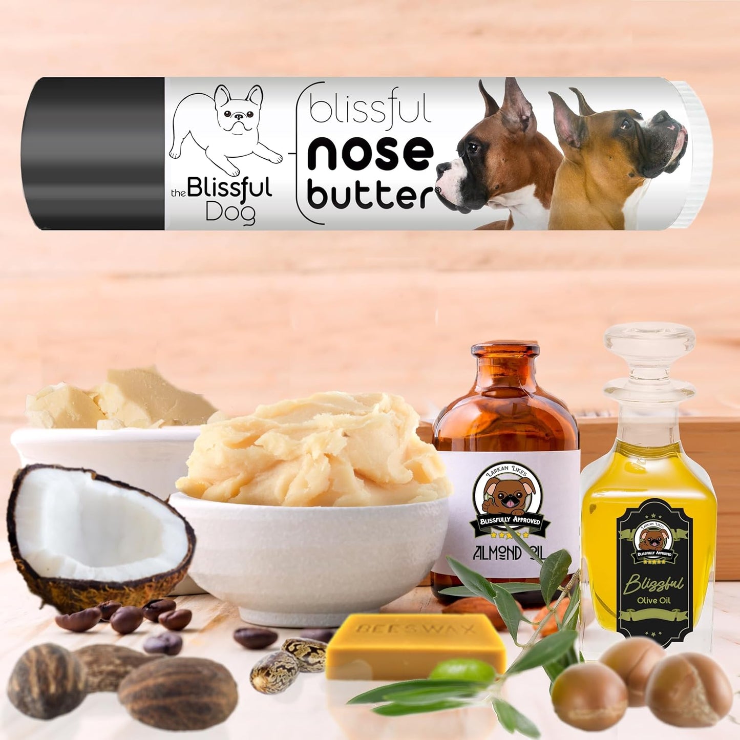 The Blissful Dog Show Boxer Nose Butter for Dry, Cracked Skin, Lick-Safe Dog Nose Balm with Moisturizing Shea Butter, Almond, Olive, and Essential Oils, Pet Supplies, Uncented, 0.15 oz.