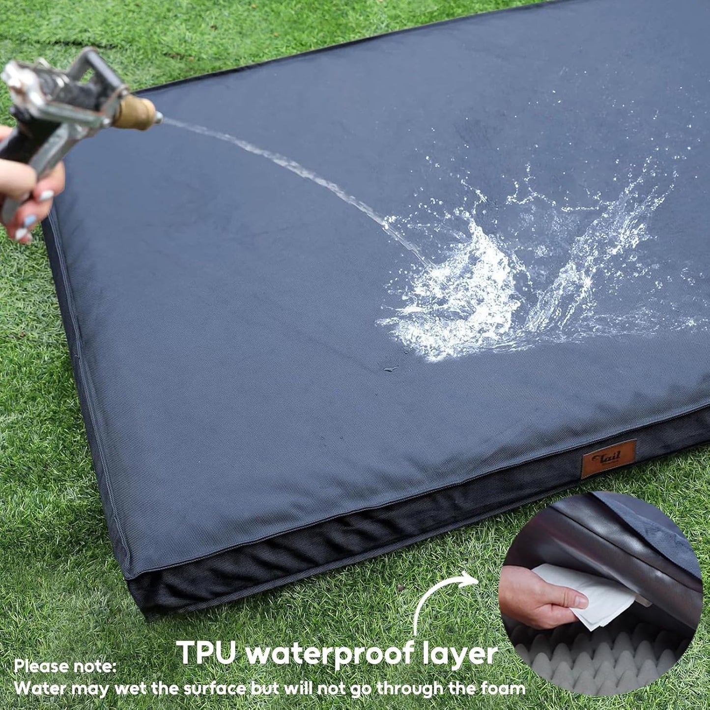 Outdoor Waterproof XL Dog Bed, Dog Bed for Large Dogs, Orthopedic Egg Foam Pet Bed with Washable and Removable Oxford Cooling Cover, Navy