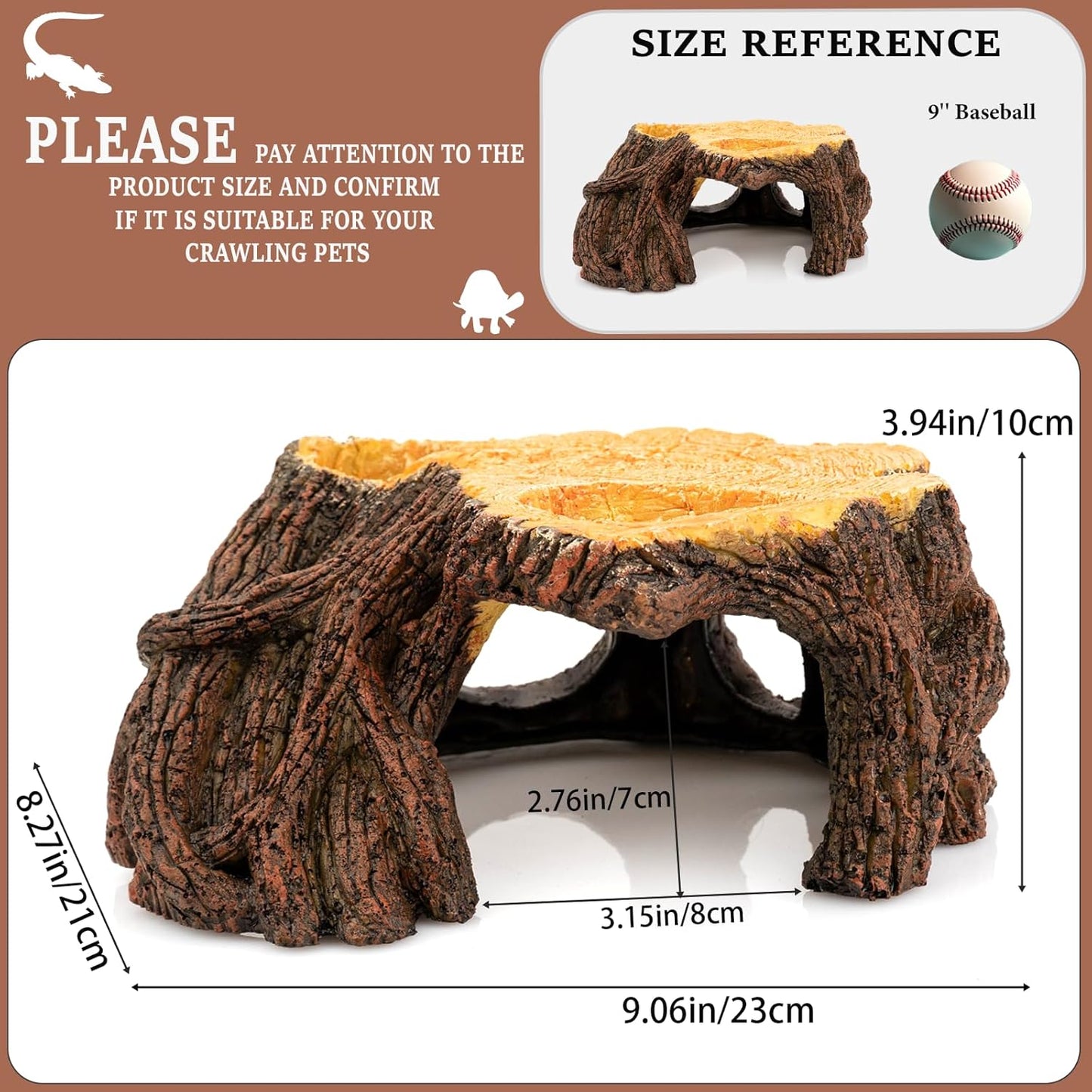 Reptile Hide Cave, Naturalistic Terrarium Décor, Safe Hideout for Ball Pythons, Bearded Dragons, Leopard Geckos