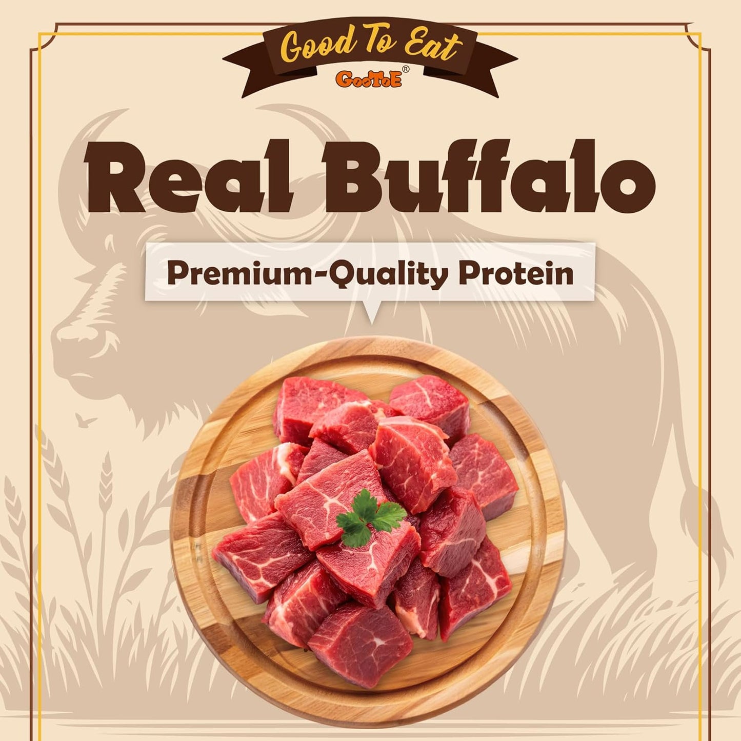 Gootoe Buffalo Dog Treats, Buffalo Bites Bone Shaped 8oz - Natural Low-Fat Chews for Training & Rewards, Limited Ingredient, Resealable Bag, Perfect for Small Dogs & Puppies