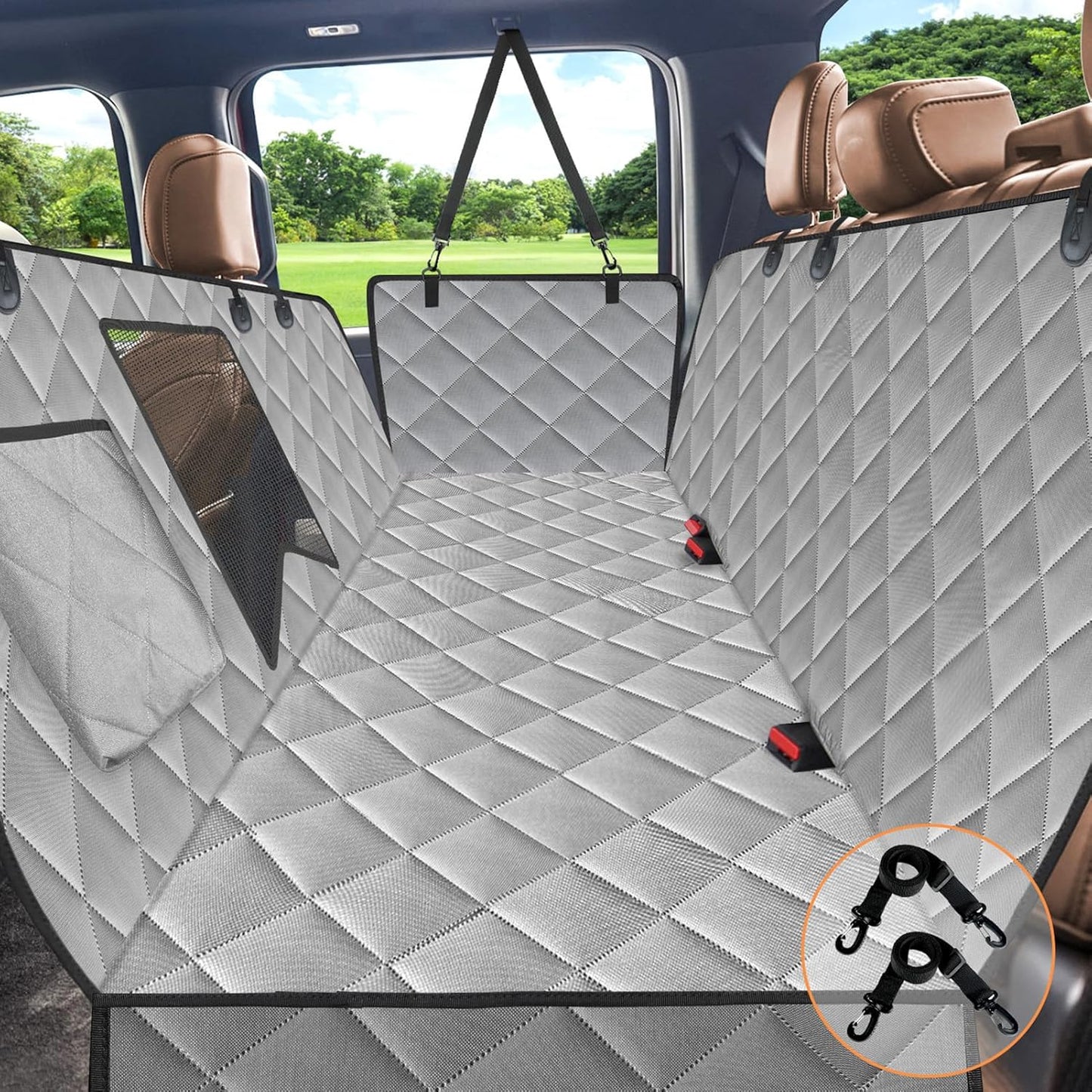 Kytely Dog Car Seat Cover XL, Heavy Duty Dog Seat Cover for Back Seat, 100% Waterproof Nonslip Hammock for Car with Side Flap, Scratch Proof Pet Back Seat Covers