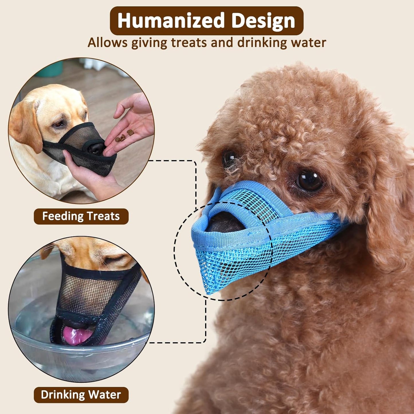 Crazy Felix Nylon Dog Muzzle for Small Medium Large Dogs Dachshund Beagle Poodle Labrador, Air Mesh Breathable and Drinkable Pet Mouth Guard for Anti-Biting Chewing Scavenging(XXS, Blue)