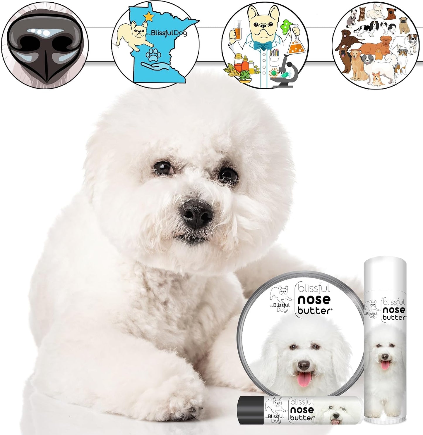 The Blissful Dog Bichon Frise Unscented Nose Butter, 4-Ounce