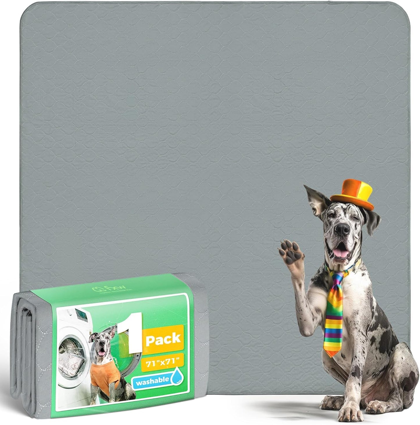 FXW Washable Pee Pads for Dogs, Puppy Pads with Super Absorbent, Specifically Designed for FXW Rollick/Homeplus 32inch 8 Panels Dog Playpen, 71" Square, Gray, 1 Pack