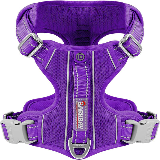 BARKBAY Dog Harness No Pull with ID Tag Pocket - Heavy Duty, Reflective, Easy Control for Large Dogs(Purple,S)