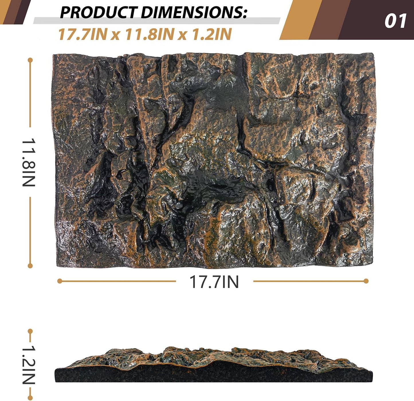 17.7x11.8in Rock Terrarium Background,3D Reptile Tank Background Board,Amphibian Stereo Backdrop Wall,Lizard Snake Gecko Spider Turtle Fish pet silo Background Decorative Panel(Yellow)