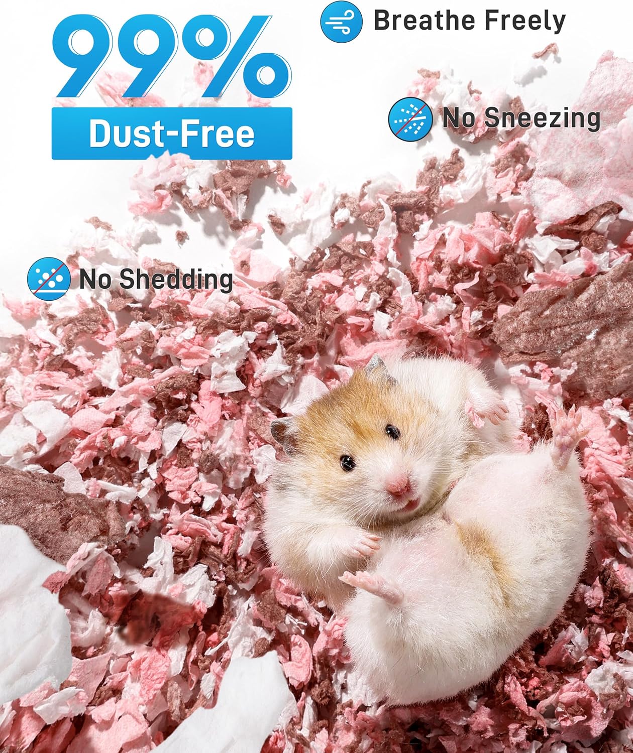 BUCATSTATE Hamster Bedding 15L, 99% Dust-Free Guinea Pig Paper Bedding Odor Control Paper Bedding, Cozy Small Animal Bedding for Rabbit Rat Syrian Dwarf Hamsters Gerbils (Blossom)
