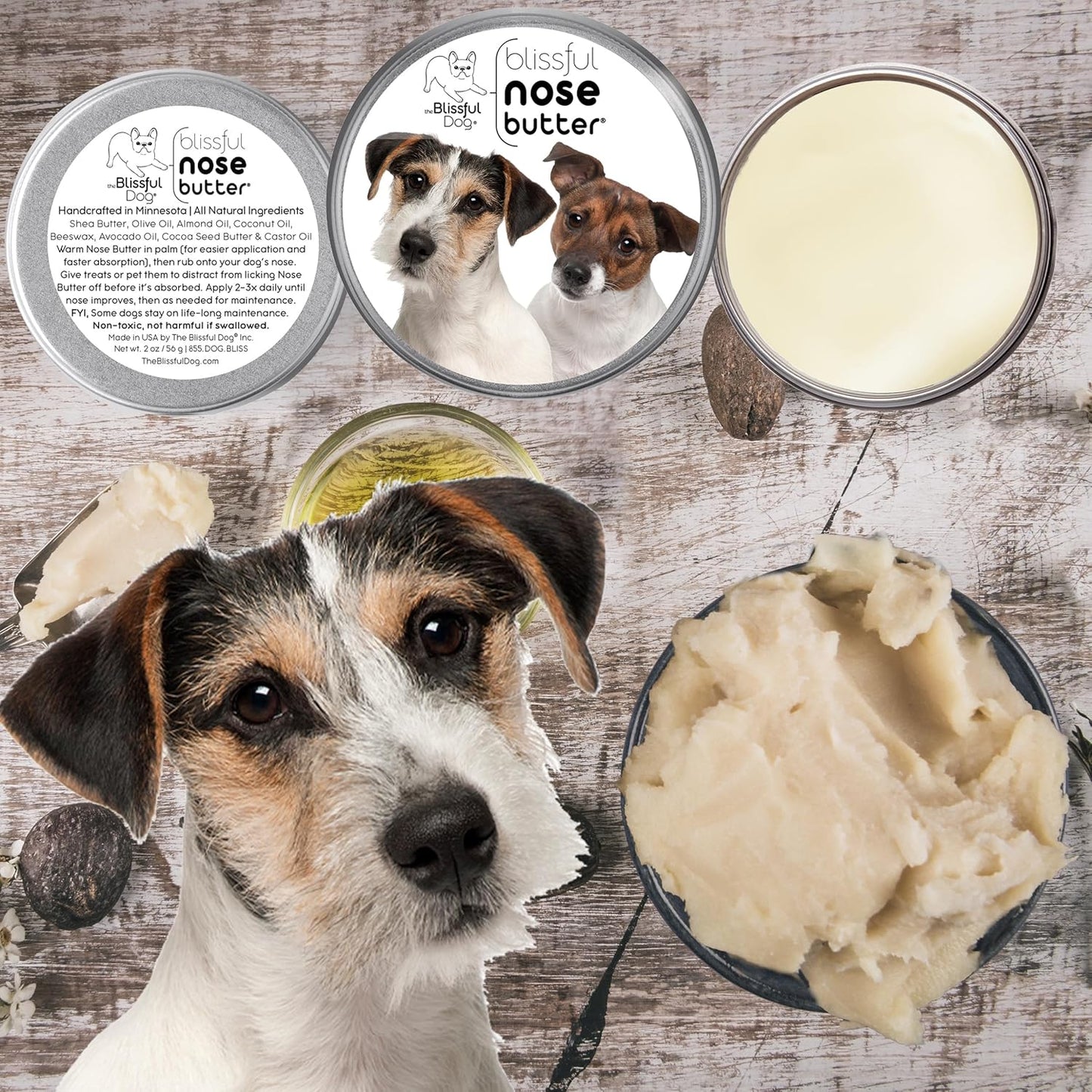 The Blissful Dog Jack Russell Terrier Unscented Nose Butter - Dog Nose Butter, 4 Ounce