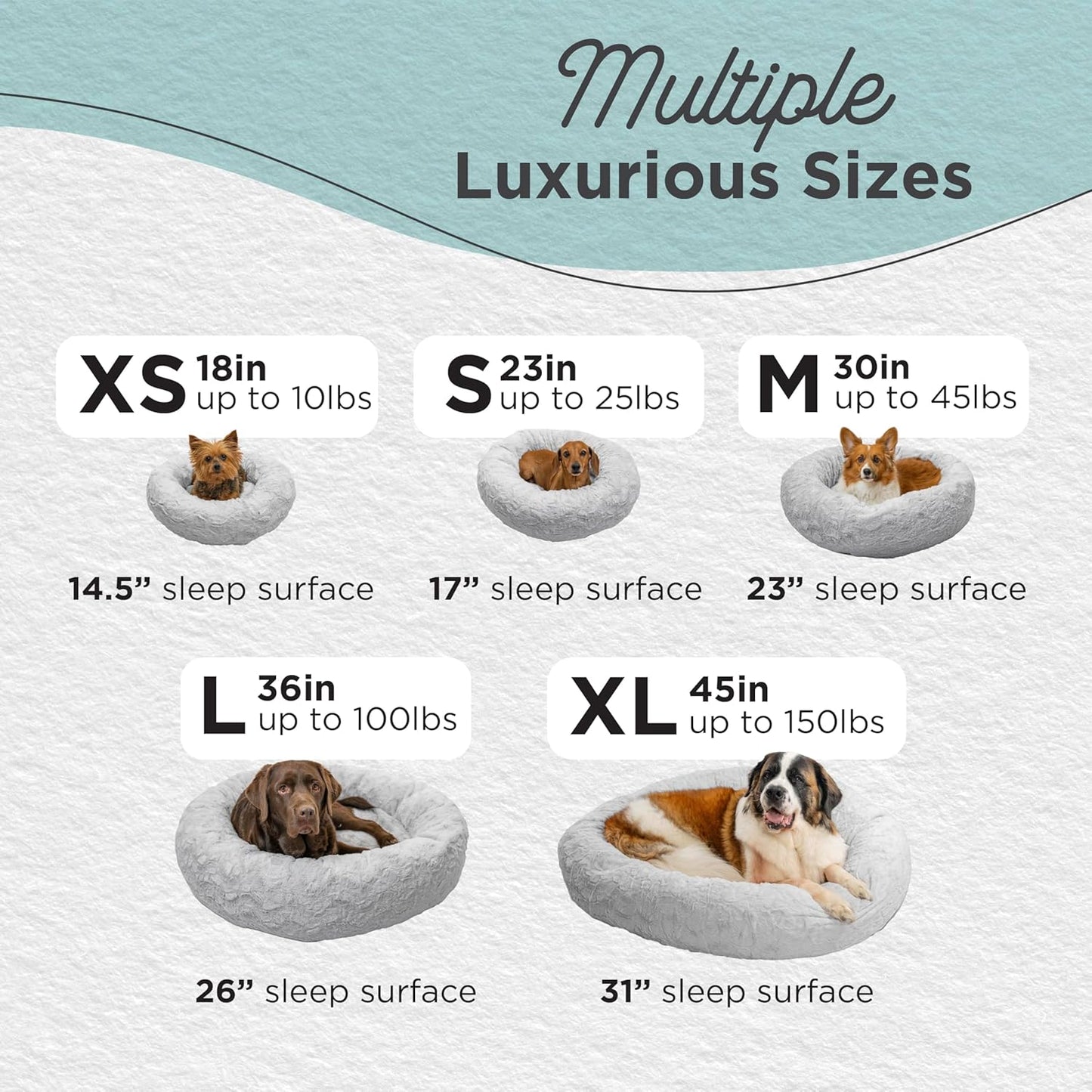 Best Friends by Sheri Original Calming Donut Dog and Cat Bed, Lux Faux Fur, Gray, (36in x 36in) - Anxiety Relief for Pets Up to 100 lbs