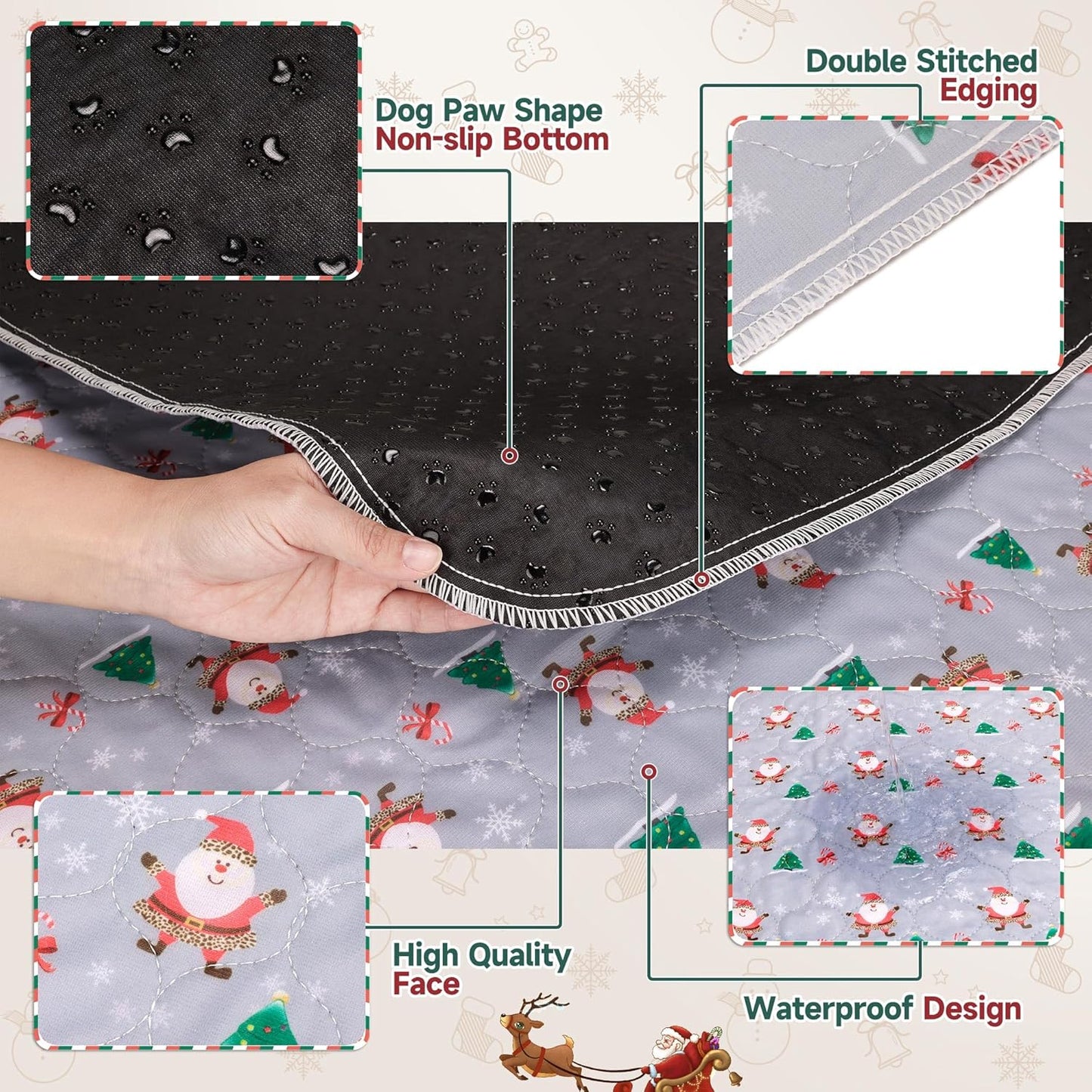 Aitmexcn Christmas Washable Pee Pad for Dogs, 2PCS 36*48in Xmas Super Absorbent Reusable Puppy Pads Pet Training Pads, Waterproof mats for Playpen, Crate, Whelping Box, Potty Training