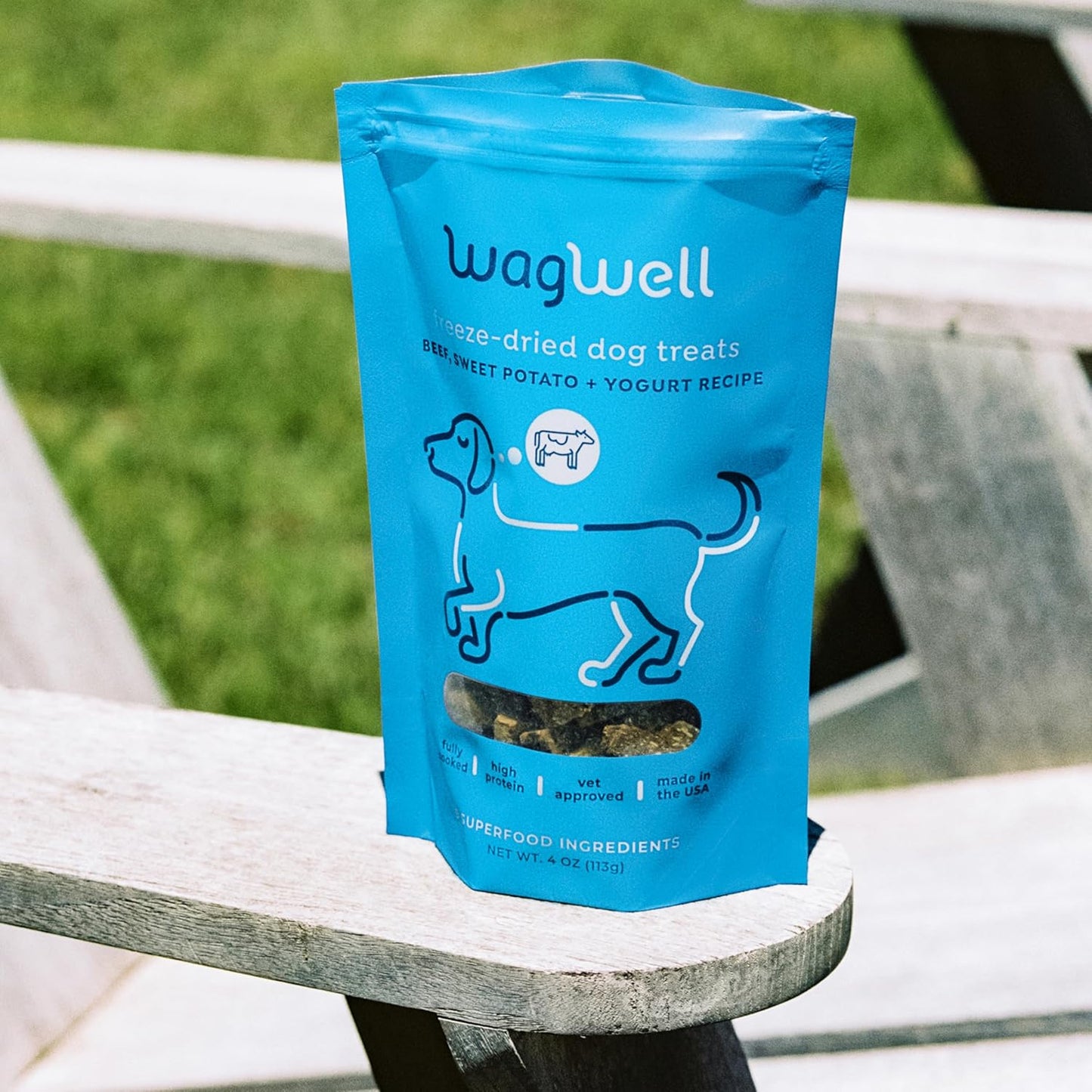 WagWell Freeze-Dried Treats - Beef, Sweet Potato, + Yogurt Recipe - Fully Cooked, High Protein Made in The USA - Minimally Processed & Vet Approved - Pack of 2
