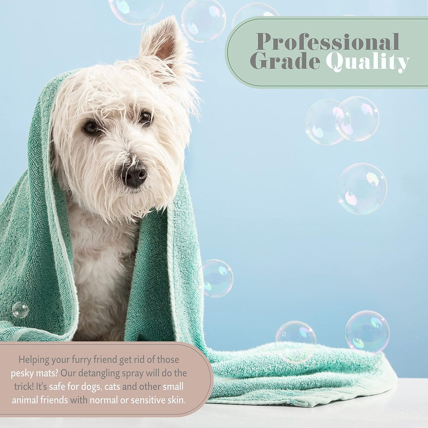 Begley's Pet Detangling Spray - Premium Essential Oil Scented Detangler Spray for Dogs, Puppies & Cats - Dog Leave in Conditioner Spray - Dematting Spray for Dogs & Pets - 8 oz, Peppermint