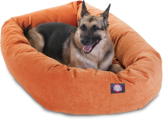 Majestic Pet Villa 52 Inch Shredded Memory Foam Dog Bed for X-Large Sized Dogs 52x35x11 Inch–Orthopedic Dog Bed with Removable Washable Cover-Washable X-Large Pet Bed with Head Support-Orange